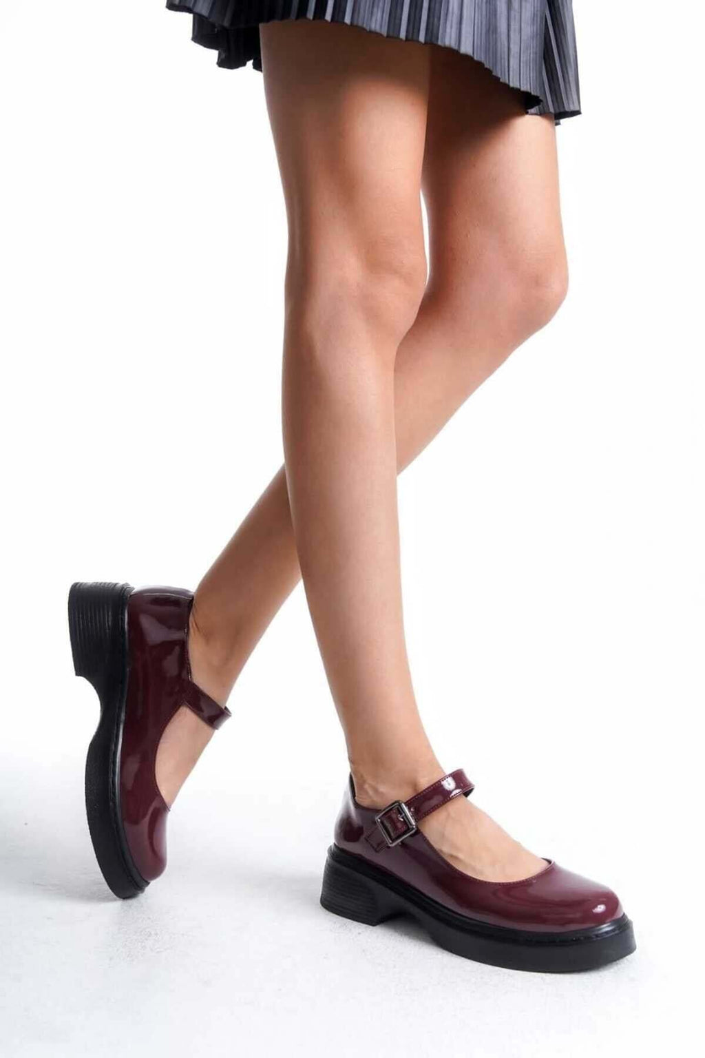 Kadın Bej Rugan Tokalı Mary Jane Kadın Loafer Makosen Tokalı Loafer Rugan Loafer Babet 980 - Görsel 5
