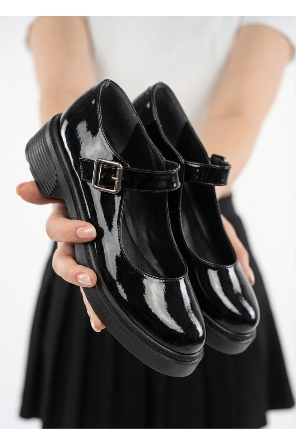 Kadın Bej Rugan Tokalı Mary Jane Kadın Loafer Makosen Tokalı Loafer Rugan Loafer Babet 980 - Görsel 4