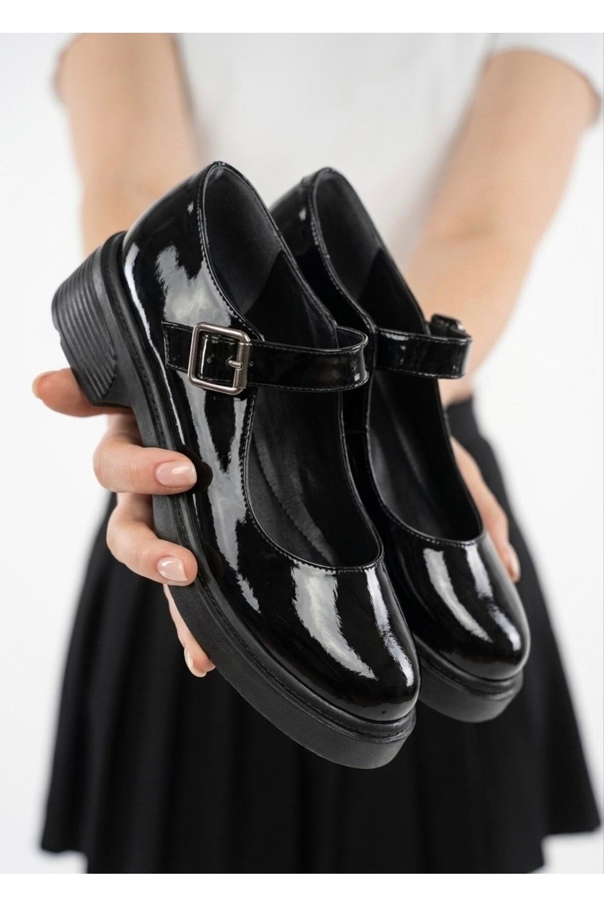 Kadın Bej Rugan Tokalı Mary Jane Kadın Loafer Makosen Tokalı Loafer Rugan Loafer Babet 980 - Görsel 4