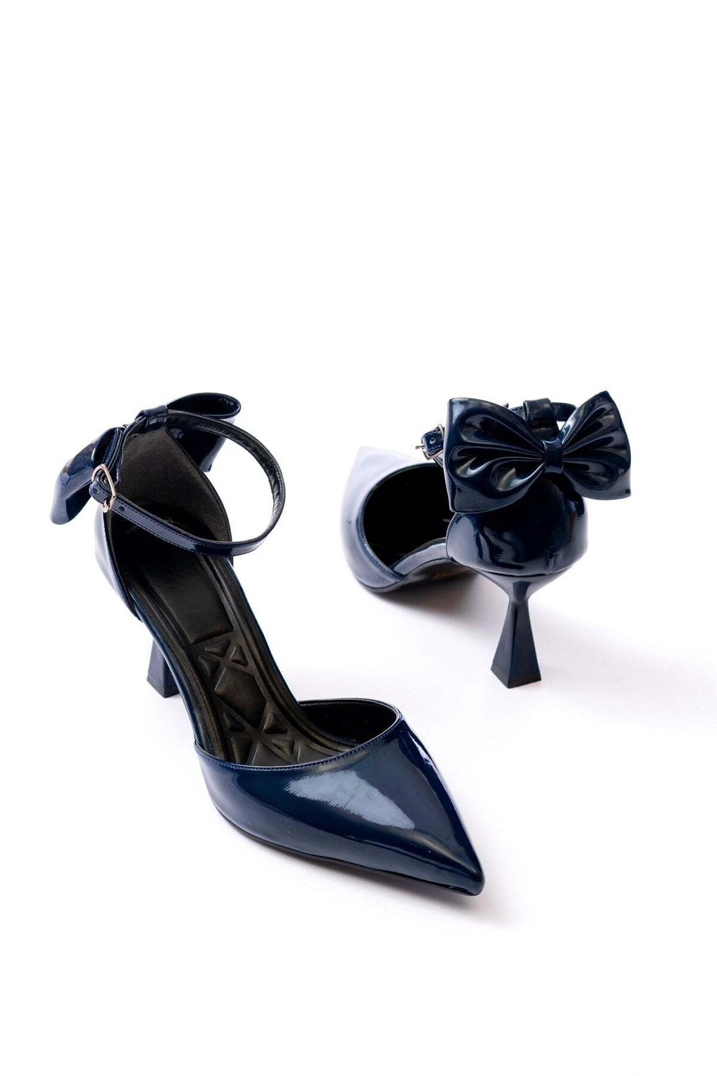 Kadın fiyonklu🎀 Abiye Rugan Topuklu 7cm şık Ayakkabı - Görsel 7