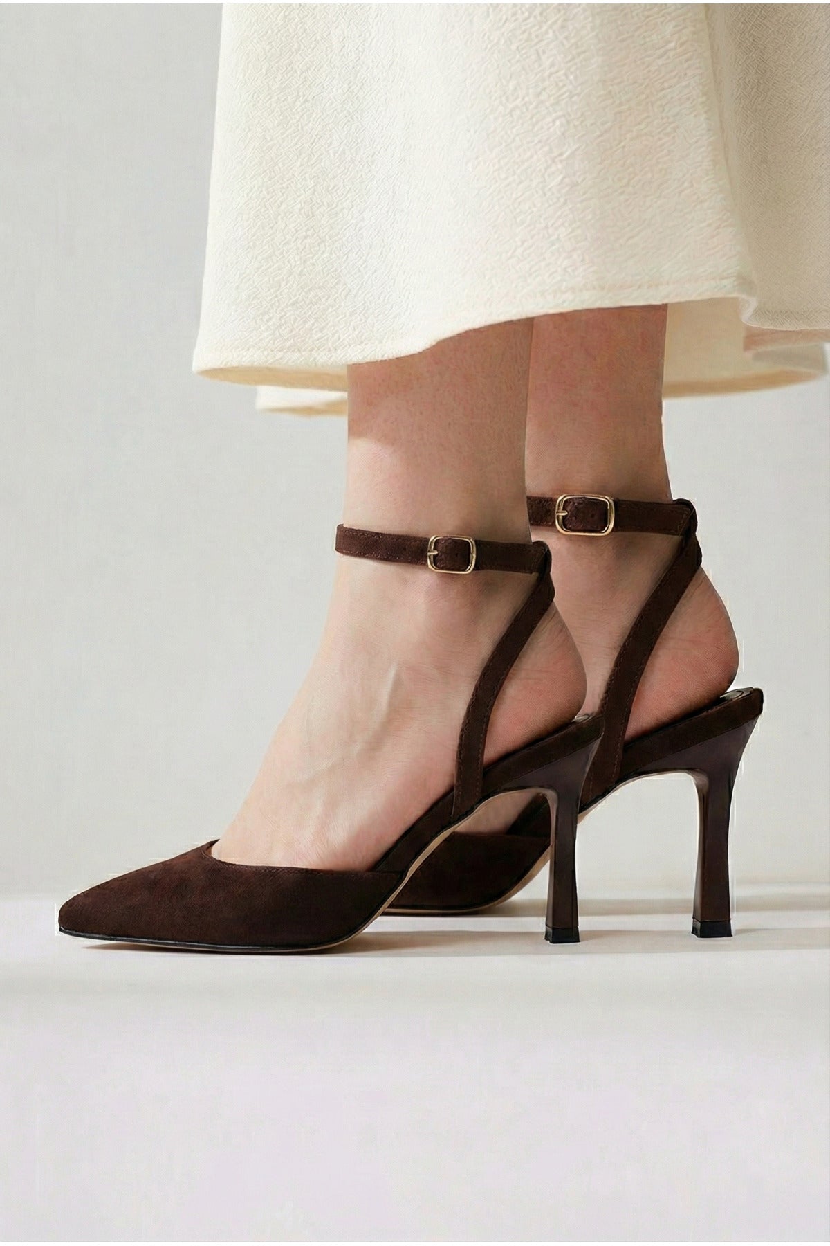 Kadın Saten Bilekten Bağlamalı Sivri Burun İnce Topuklu Stiletto Abiye Gece Ayakkabısı - Görsel 11