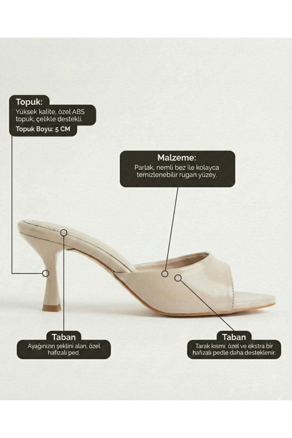Kadın Rugan Sivri Burun Tek Bantlı İnce Topuklu Stiletto Terlik Abiye Ayakkabı - Görsel 25