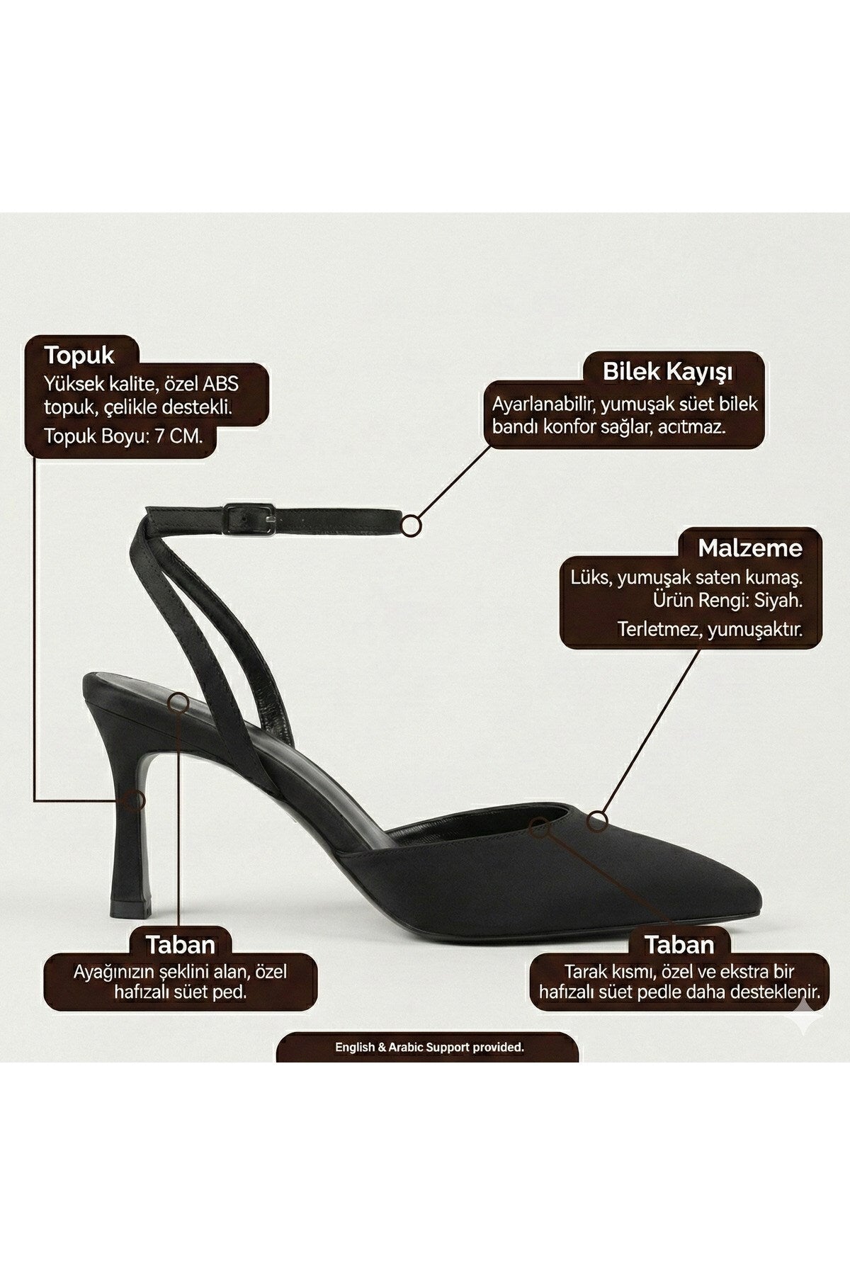 Kadın Kahverengi Saten Bilekten Bağlamalı Sivri Burun Stiletto Topuklu Ayakkabı Bilekten Bağlamalı S - Görsel 22