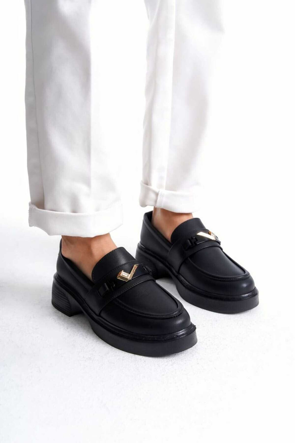 Kadın Günlük Loafer Metal Tokalı Rahat Ayakkabı - Görsel 2