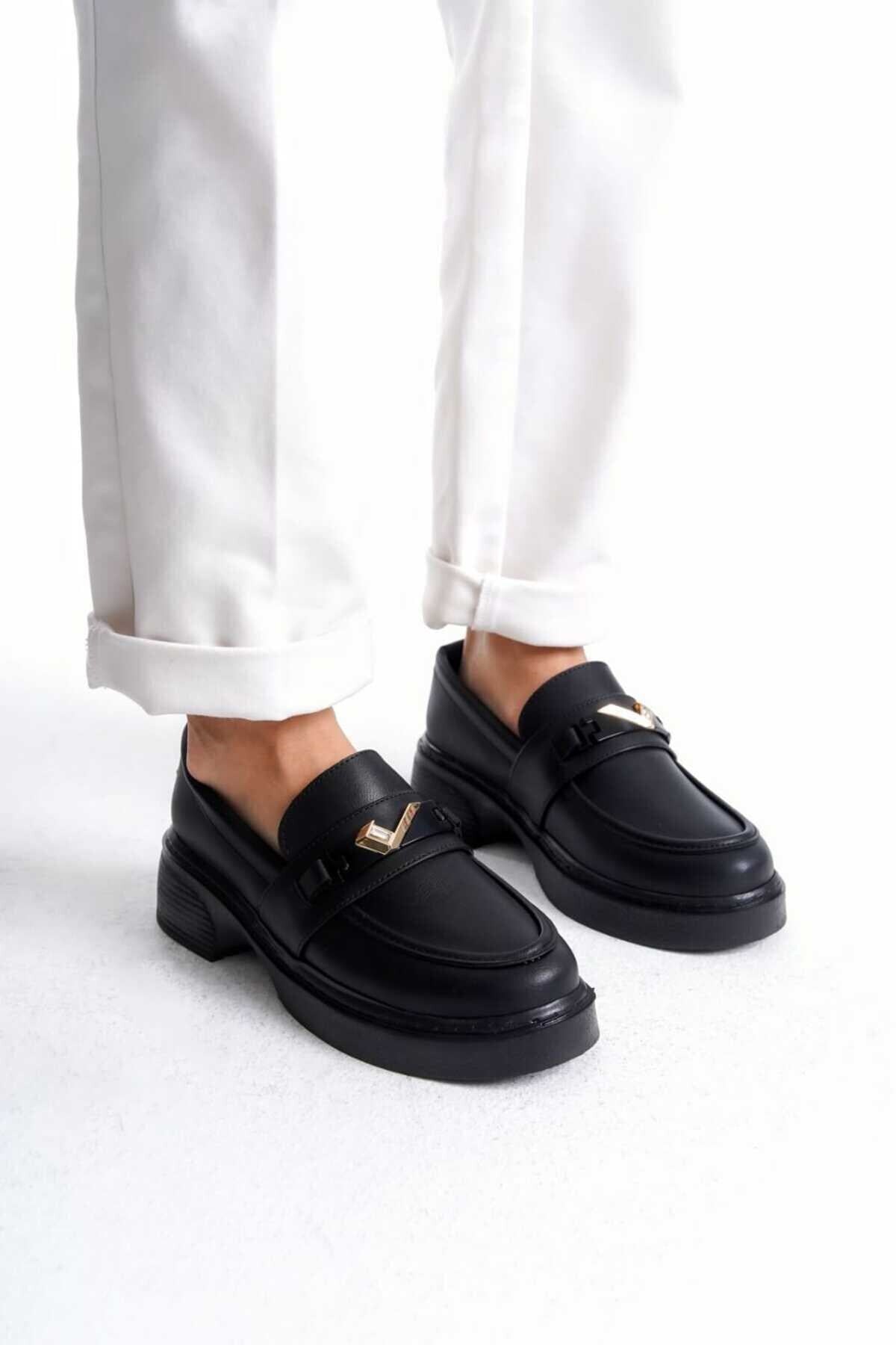 Kadın Günlük Loafer Metal Tokalı Rahat Ayakkabı - Görsel 2