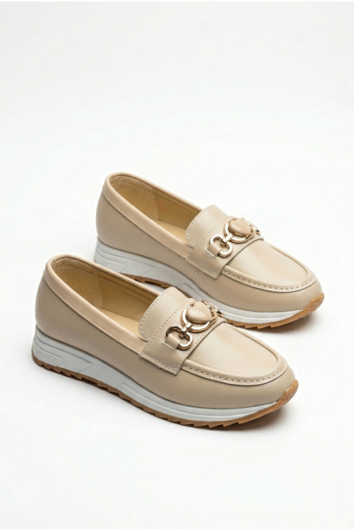 Kadın Bej Ortopedik Loafer Günlük Loafer Ayakkabı - Görsel 11
