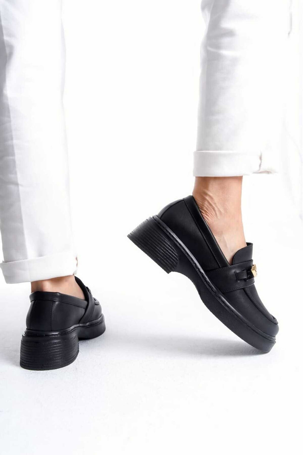 Kadın Günlük Loafer Metal Tokalı Rahat Ayakkabı - Görsel 3