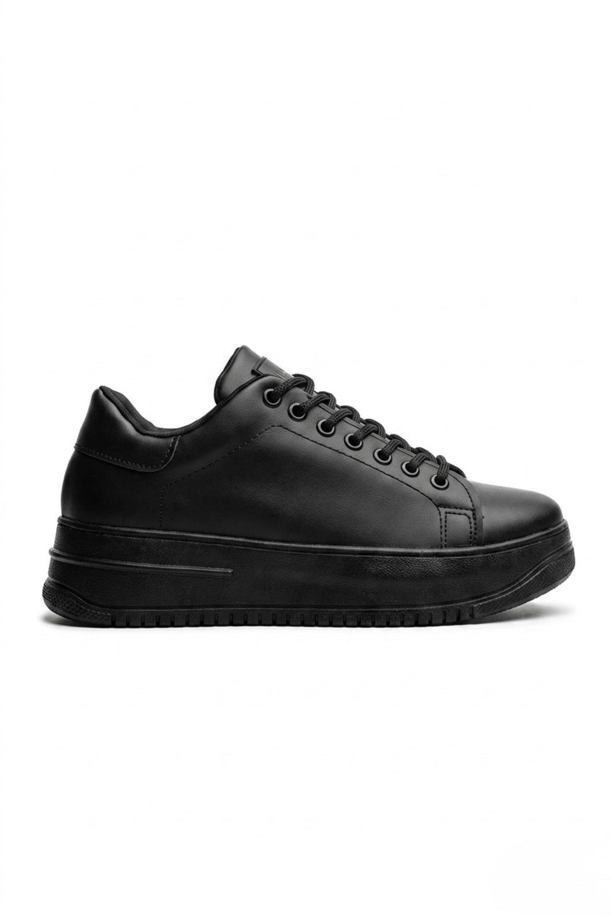 Kadın Siyah Kalın Taban Bağcıklı Günlük Sneaker Spor Ayakkabı - Görsel 5