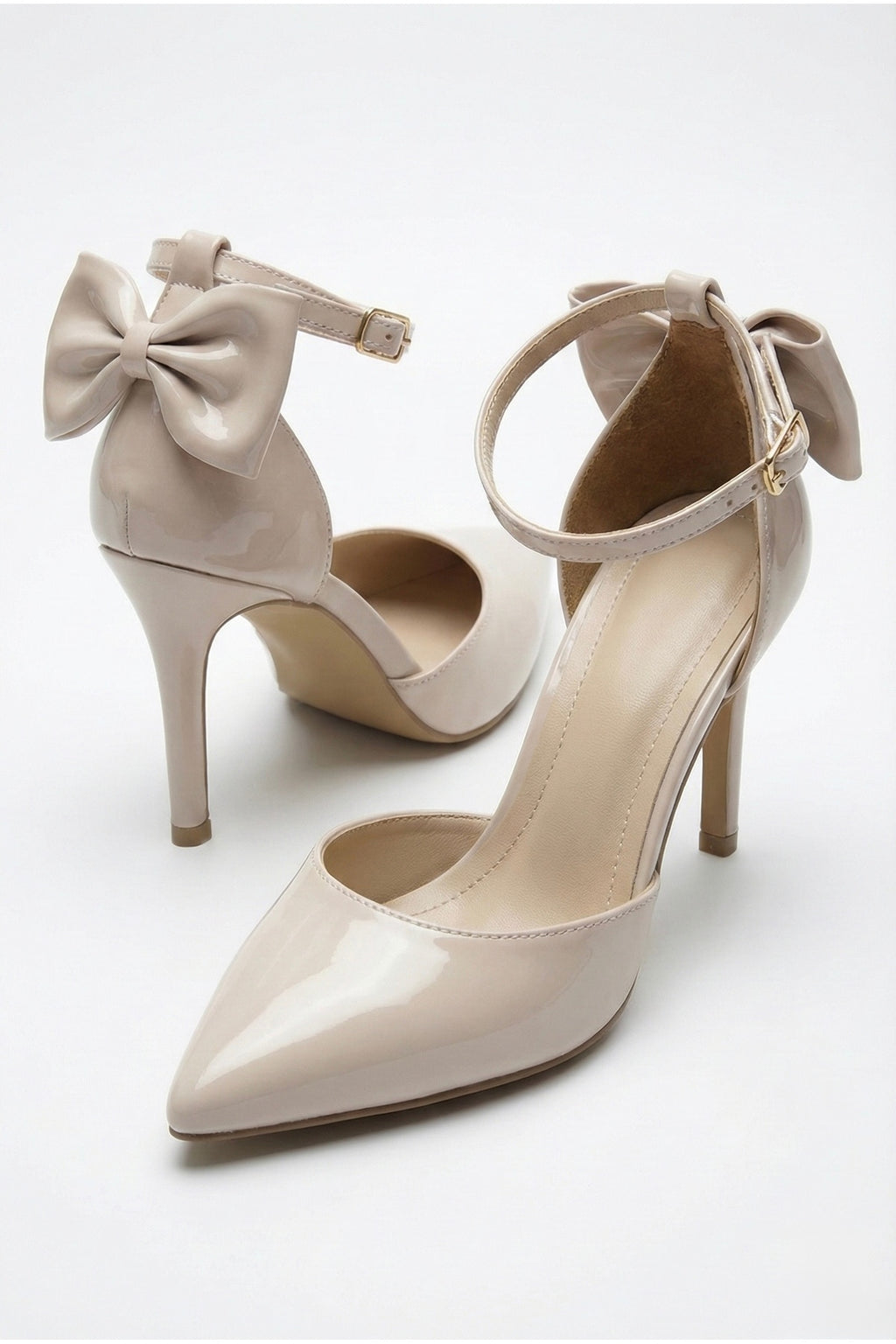 Kadın fiyonklu🎀 Abiye Rugan Topuklu 7cm şık Ayakkabı - Görsel 3