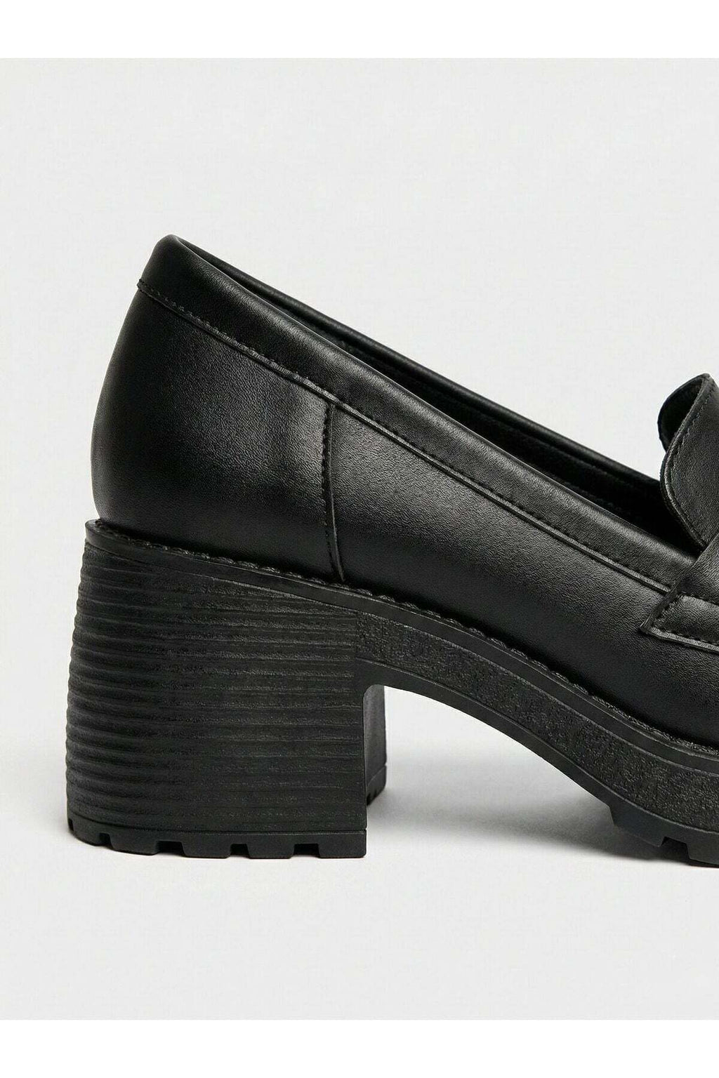 Kadın Siyah Kalın Tabanlı Tokalı Platform Topuklu Günlük Loafer Casual Ayakkabı - Görsel 7