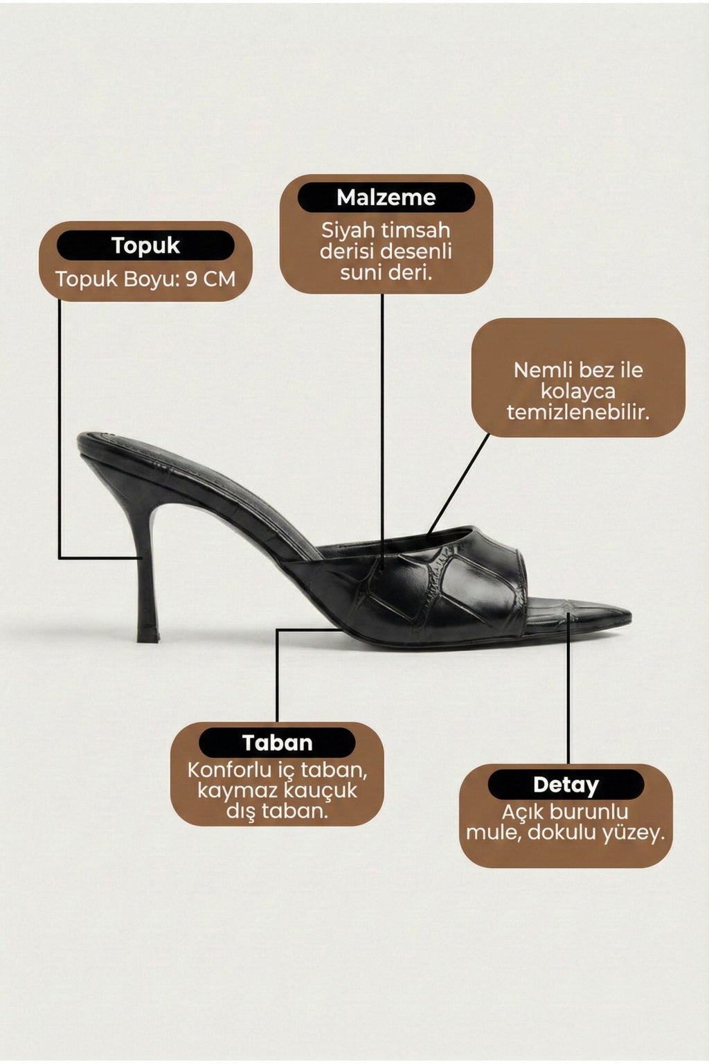 Kadın Rugan Sivri Burun Tek Bantlı İnce Topuklu Stiletto Terlik Abiye Ayakkabı - Görsel 22