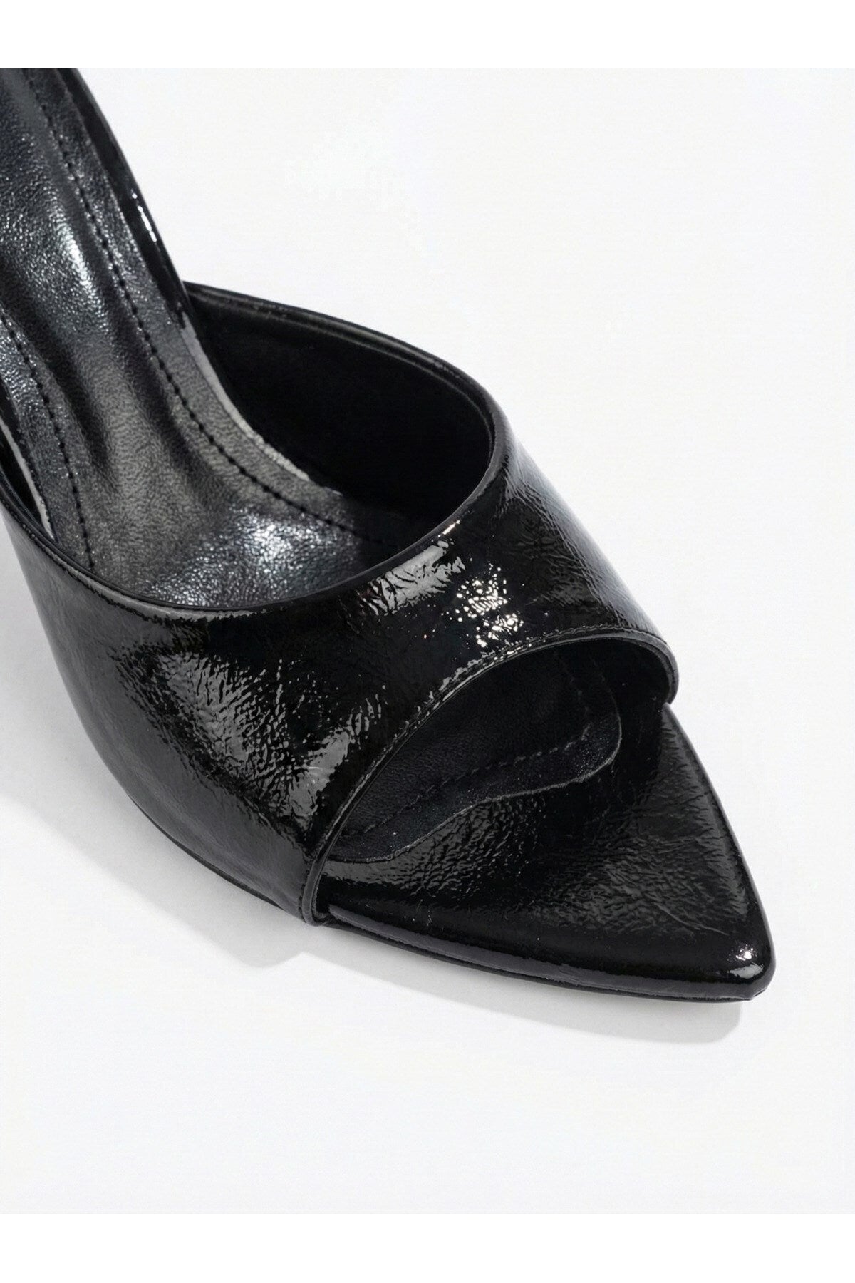 Kadın Rugan Sivri Burun Tek Bantlı İnce Topuklu Stiletto Terlik Abiye Ayakkabı - Görsel 24