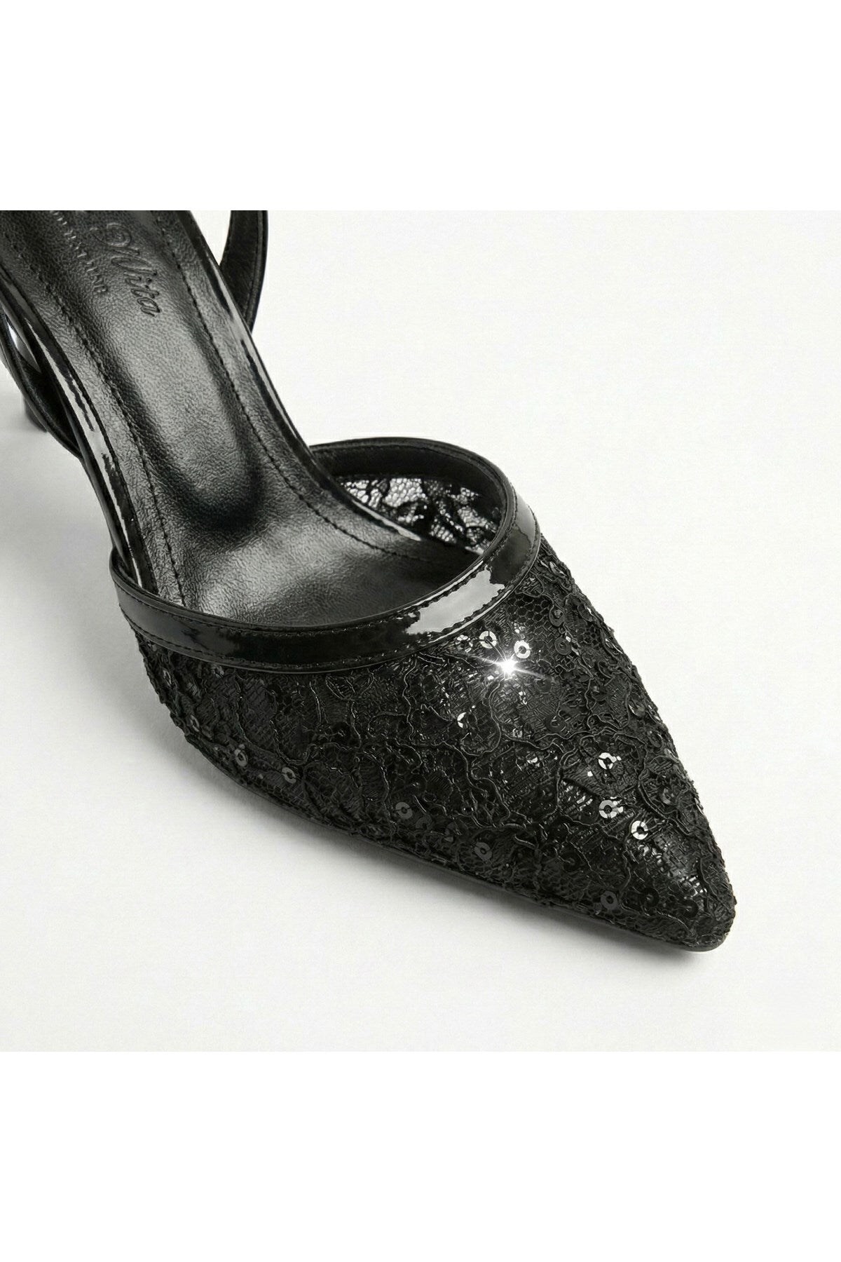 Kadın Dantel İşlemeli Sivri Burun İnce Topuklu Stiletto Gelin Abiye Ayakkabı - Görsel 21