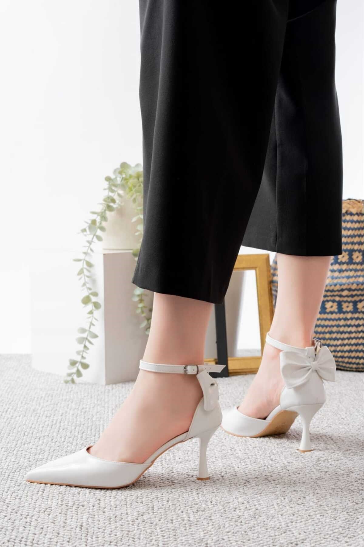 Kadın fiyonklu🎀 Abiye Rugan Topuklu 7cm şık Ayakkabı - Görsel 6