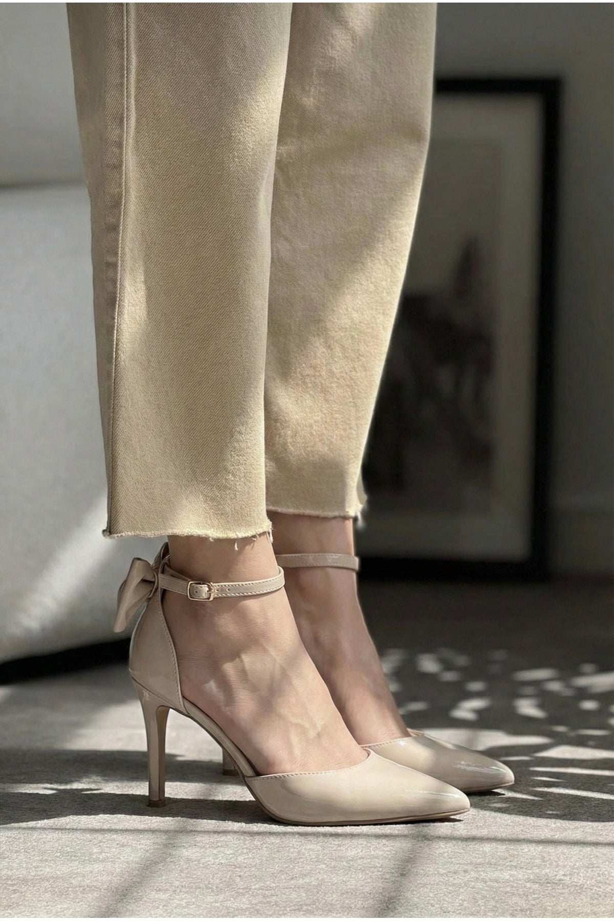 Kadın fiyonklu🎀 Abiye Rugan Topuklu 7cm şık Ayakkabı - Görsel 8