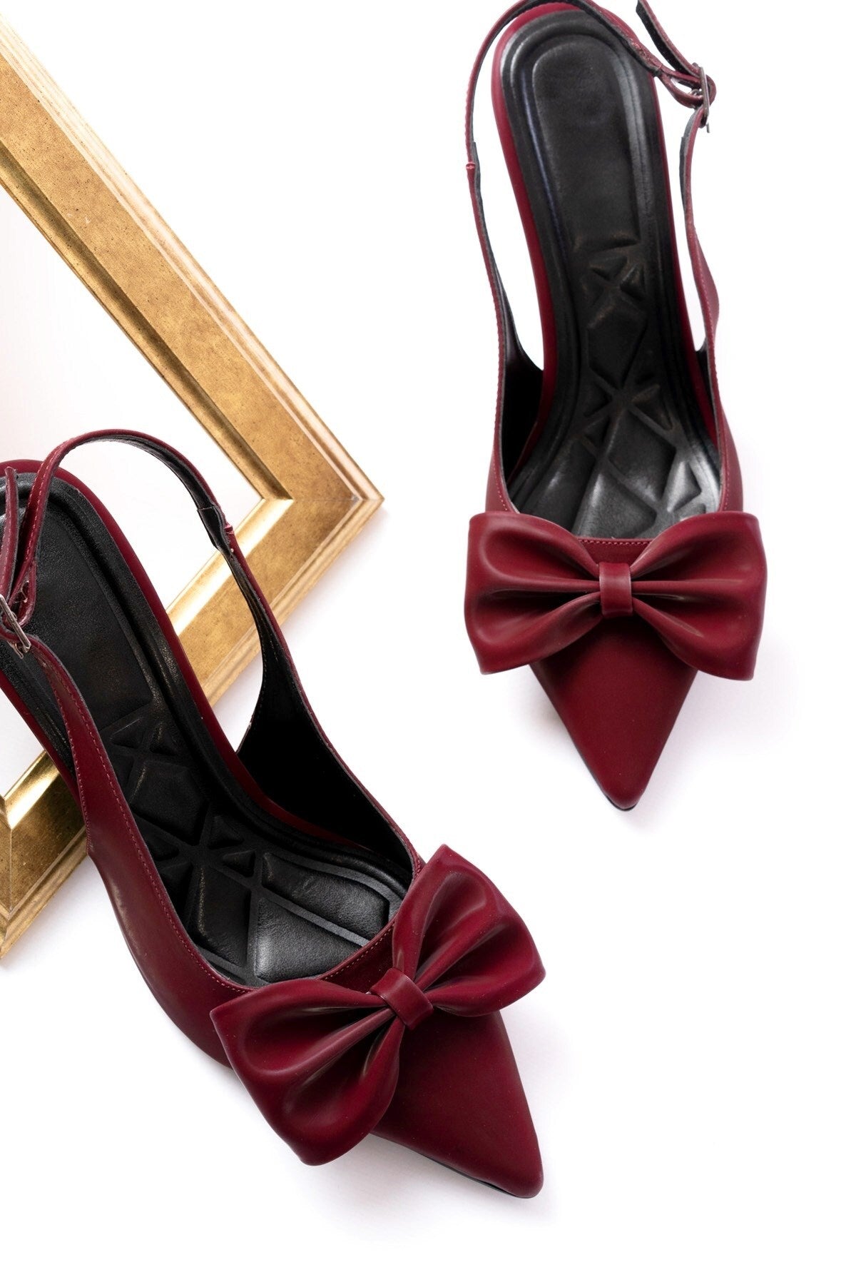 Kadın Fiyonklu🎀 Abiye Velvet Satan Topuklu 7cm Şık Ayakkabı - Görsel 5