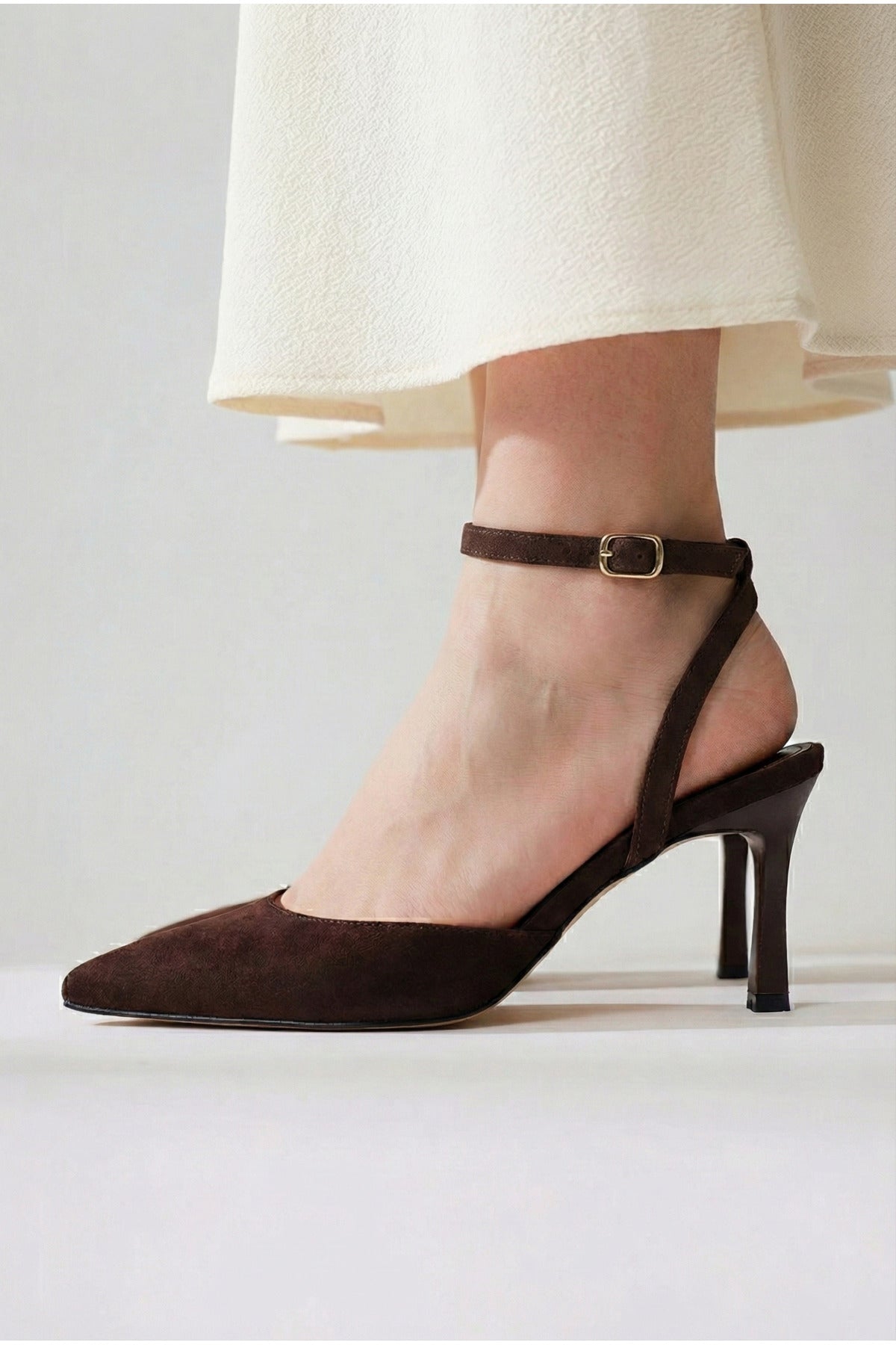 Kadın Saten Bilekten Bağlamalı Sivri Burun İnce Topuklu Stiletto Abiye Gece Ayakkabısı - Görsel 2