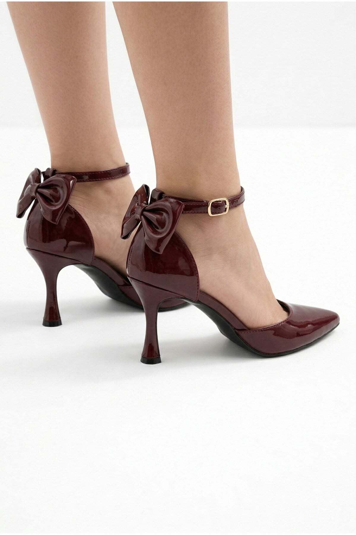 Kadın fiyonklu🎀 Abiye Rugan Topuklu 7cm şık Ayakkabı - Görsel 10