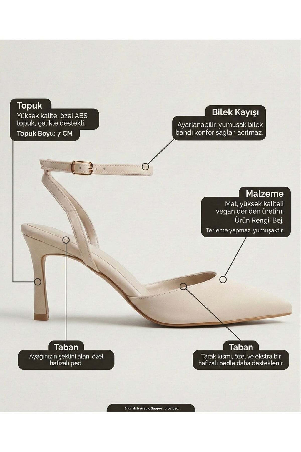 Saten Bilekten Bağlı Topuklu Bej Sivri Burun Kadın Stiletto | Bilek Bağlamalı Topuklu Ayakkabı - Görsel 7