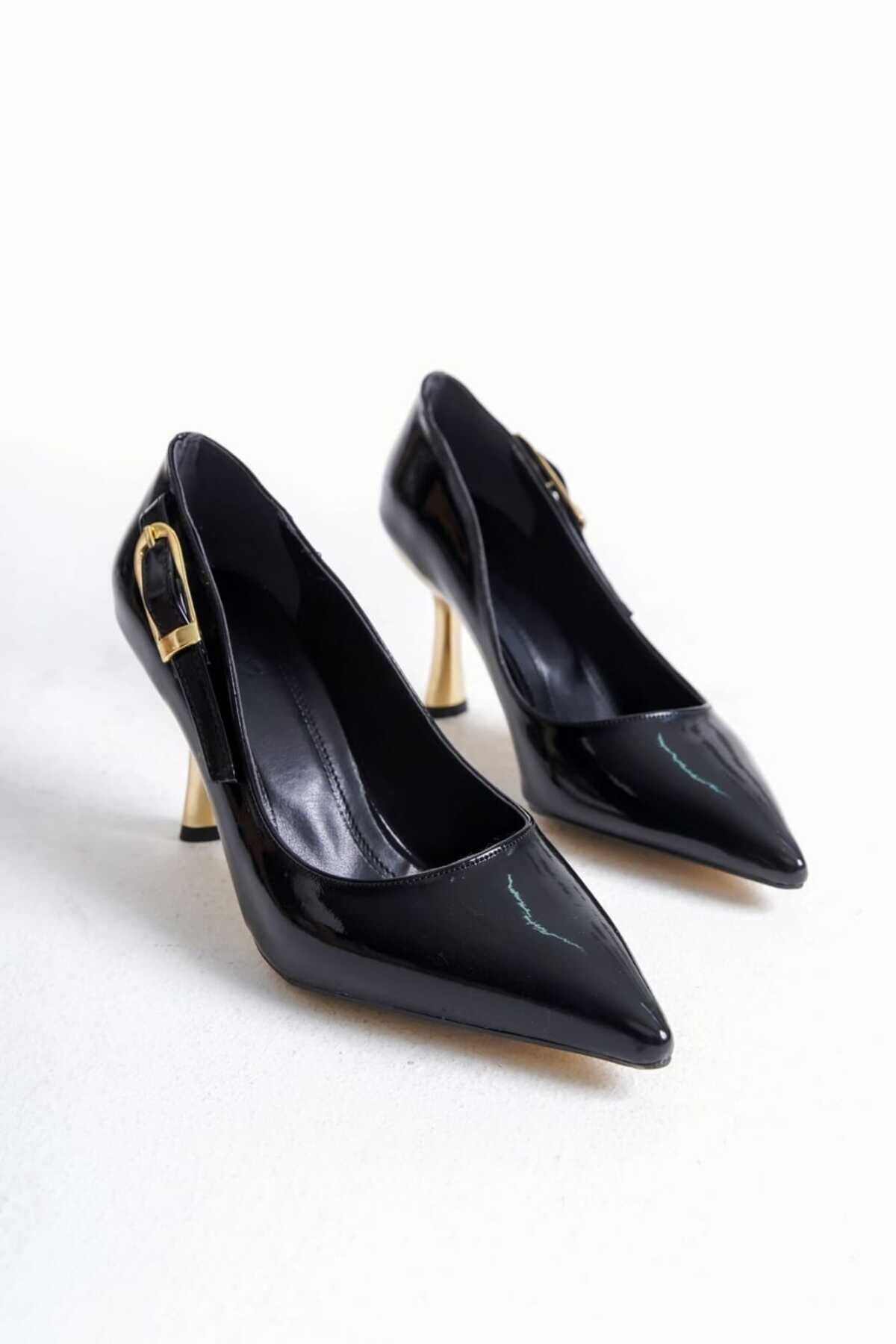 KADIN  Stiletto Yandan Gold Tokalı  Rugan Arkası Kapalı Şık Kadın Stiletto - Görsel 7