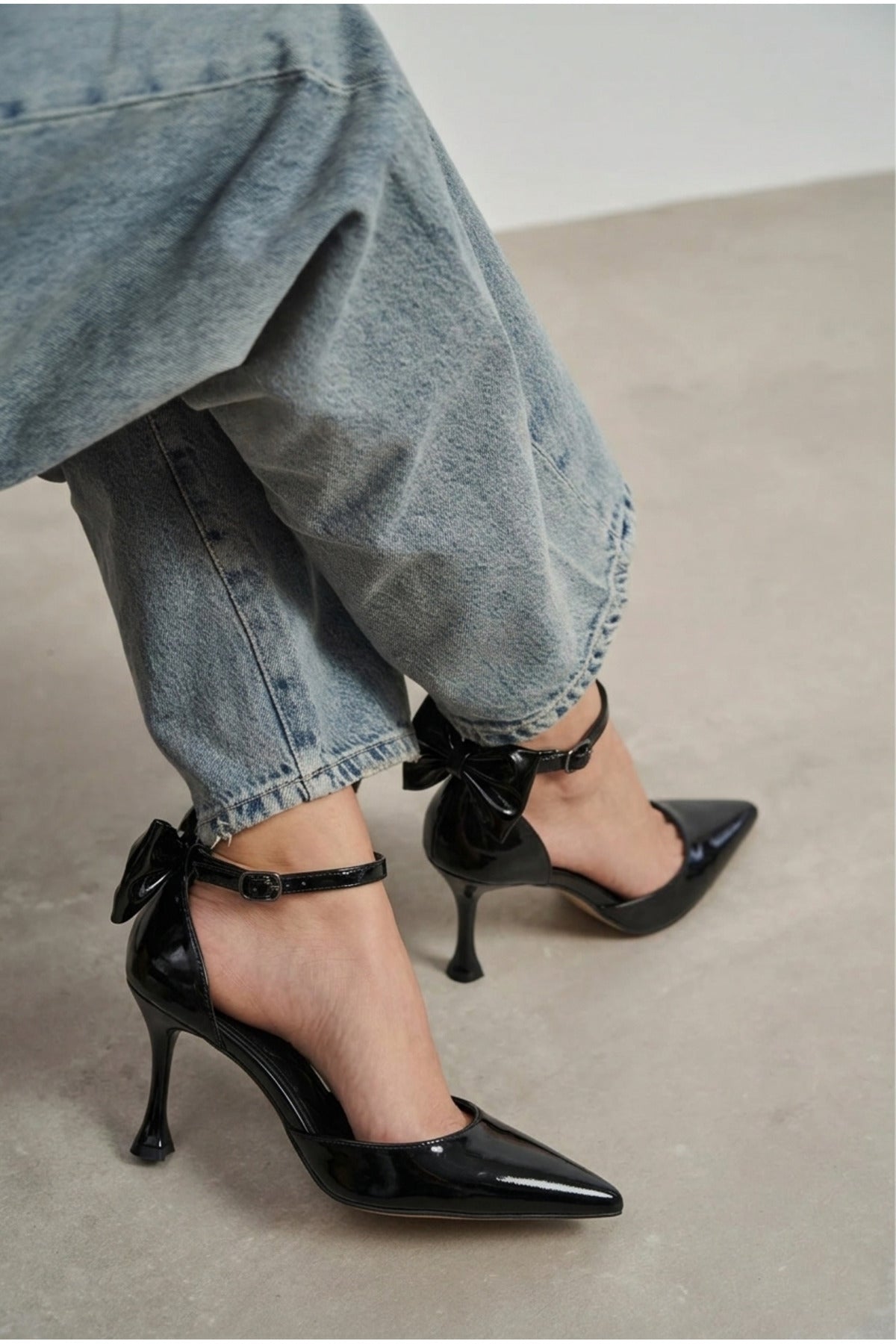 Kadın fiyonklu🎀 Abiye Rugan Topuklu 7cm şık Ayakkabı - Görsel 4