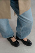 Kadın Bej Rugan Tokalı Mary Jane Kadın Loafer Makosen Tokalı Loafer Rugan Loafer Babet 980