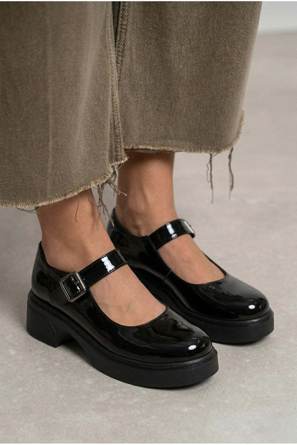 Kadın Bej Rugan Tokalı Mary Jane Kadın Loafer Makosen Tokalı Loafer Rugan Loafer Babet 980 - Görsel 3