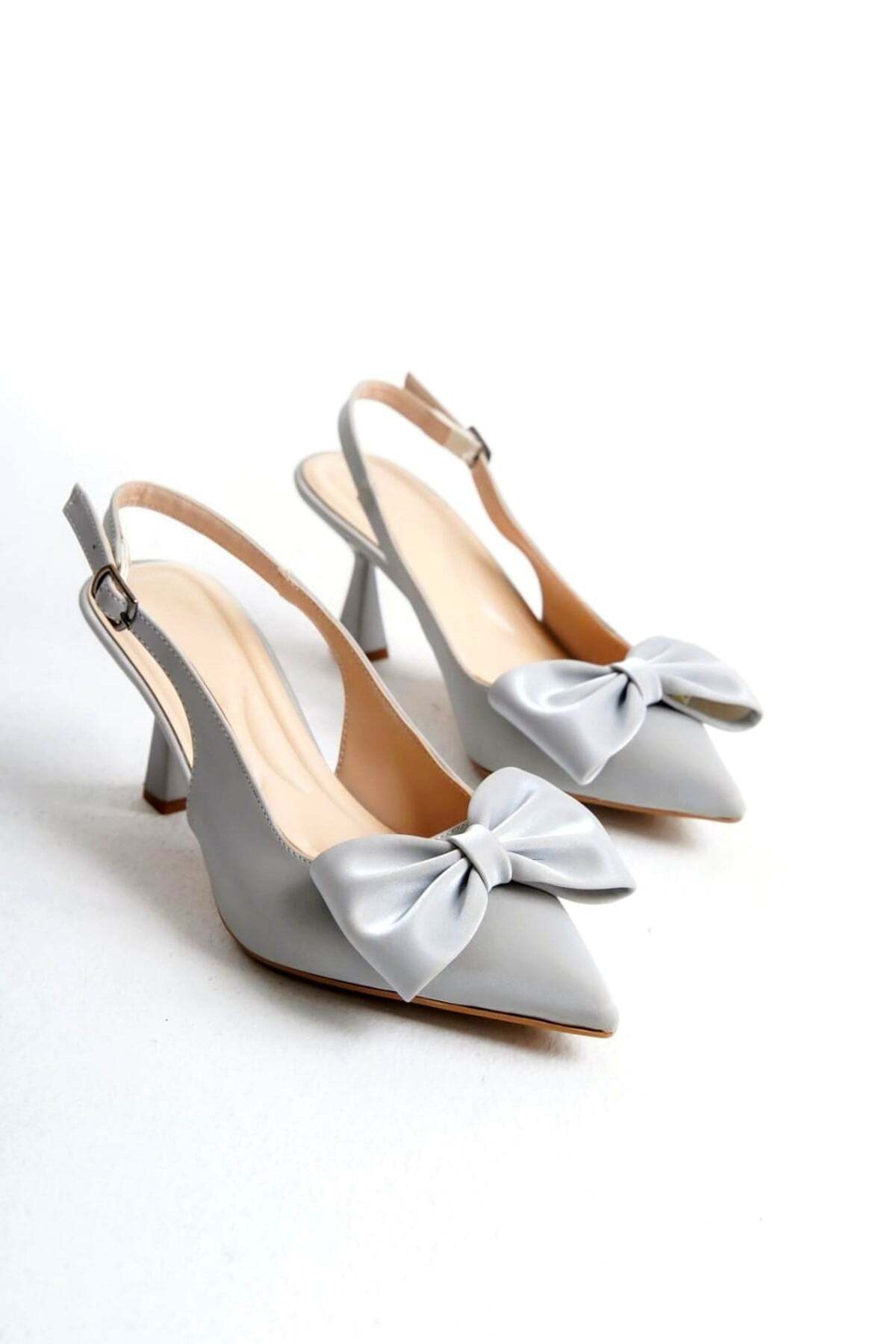 Kadın Fiyonklu🎀 Abiye Velvet Satan Topuklu 7cm Şık Ayakkabı - Görsel 4
