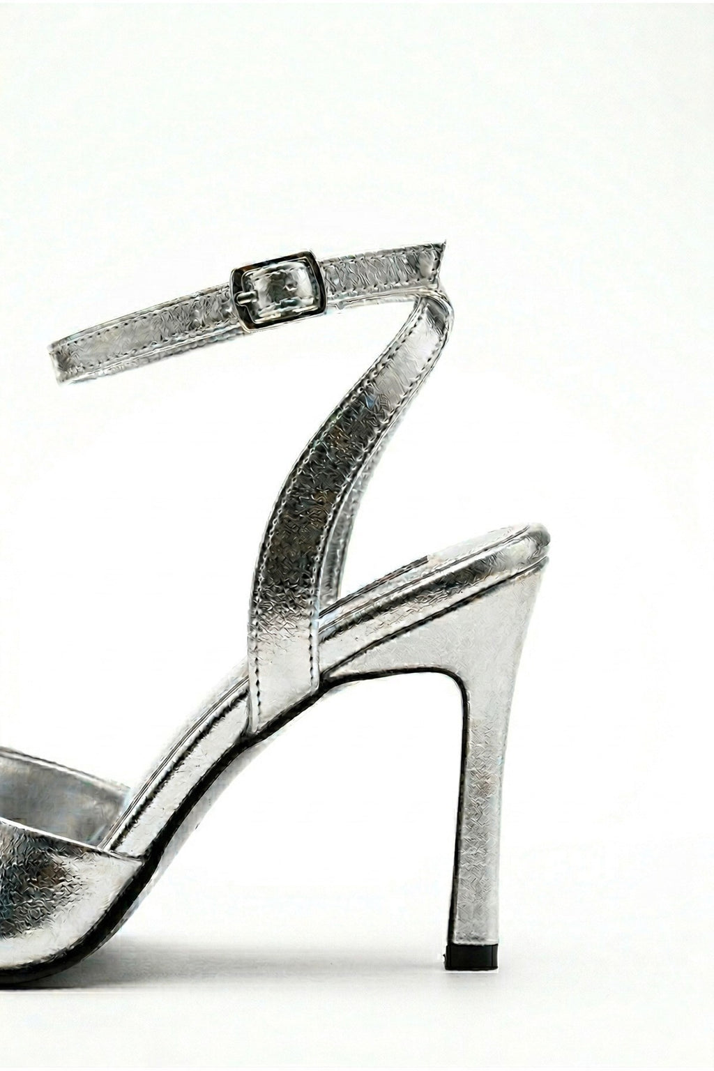 Kadın Gümüş Bilekten Bağlamalı Küt Burun İnce Topuklu Stiletto Abiye Ayakkabı - Görsel 16