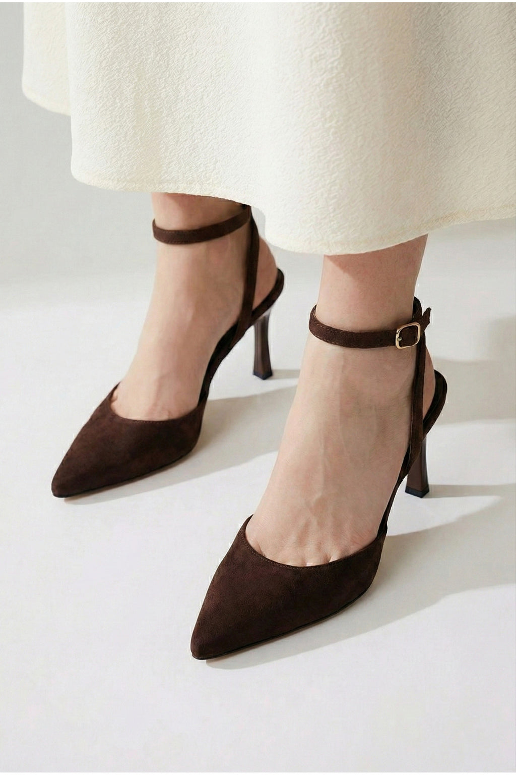 Kadın Saten Bilekten Bağlamalı Sivri Burun İnce Topuklu Stiletto Abiye Gece Ayakkabısı - Görsel 8