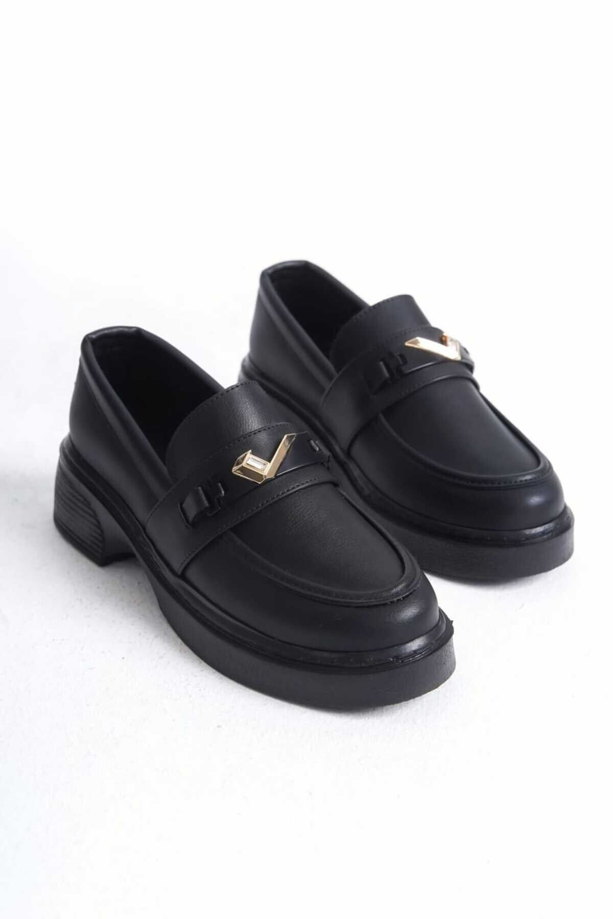 Kadın Günlük Loafer Metal Tokalı Rahat Ayakkabı - Görsel 4
