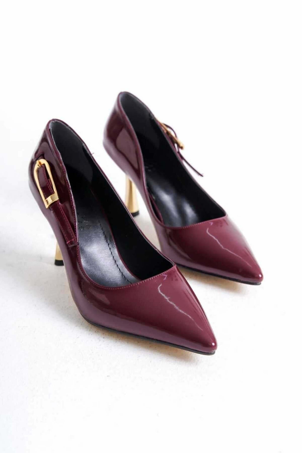 KADIN  Stiletto Yandan Gold Tokalı  Rugan Arkası Kapalı Şık Kadın Stiletto - Görsel 4