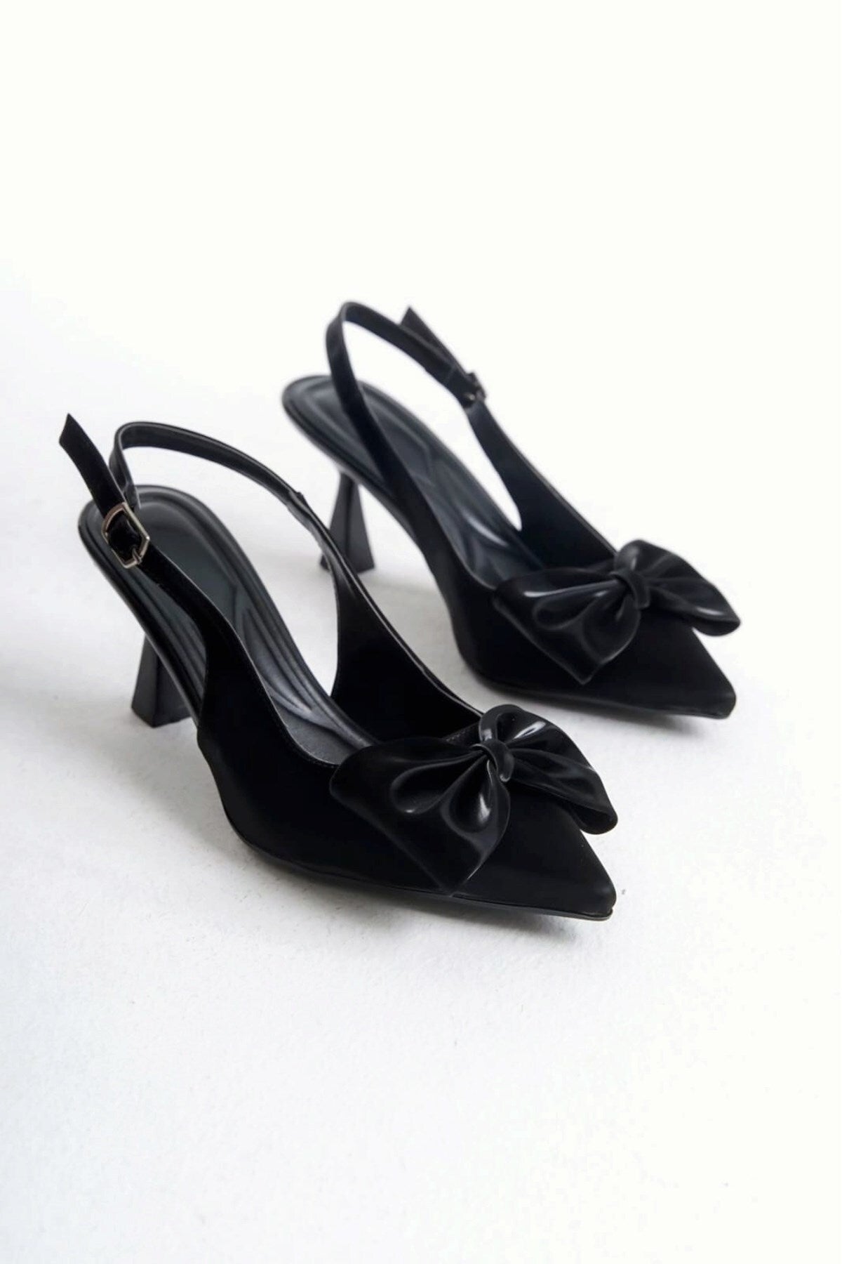 Kadın Fiyonklu🎀 Abiye Velvet Satan Topuklu 7cm Şık Ayakkabı - Görsel 2