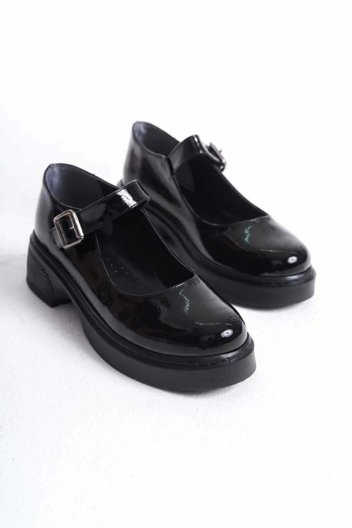 Kadın Bej Rugan Tokalı Mary Jane Kadın Loafer Makosen Tokalı Loafer Rugan Loafer Babet 980 - Görsel 6