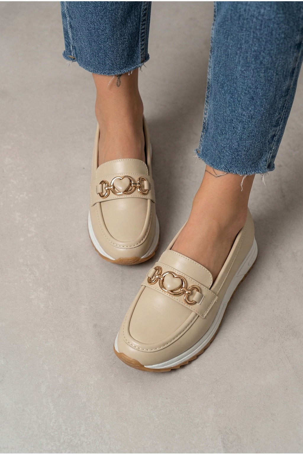 Kadın Bej Ortopedik Loafer Günlük Loafer Ayakkabı - Görsel 3