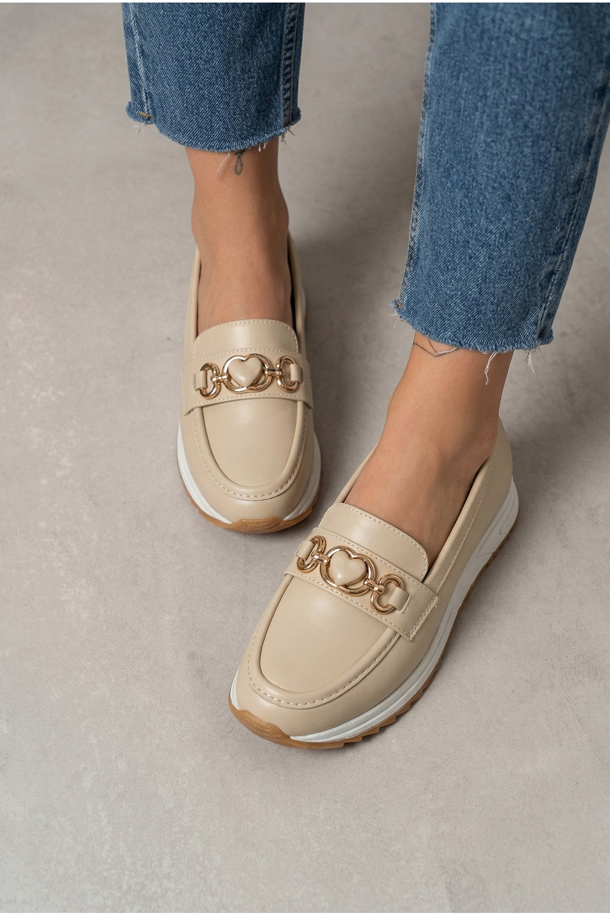 Kadın Bej Ortopedik Loafer Günlük Loafer Ayakkabı - Görsel 3