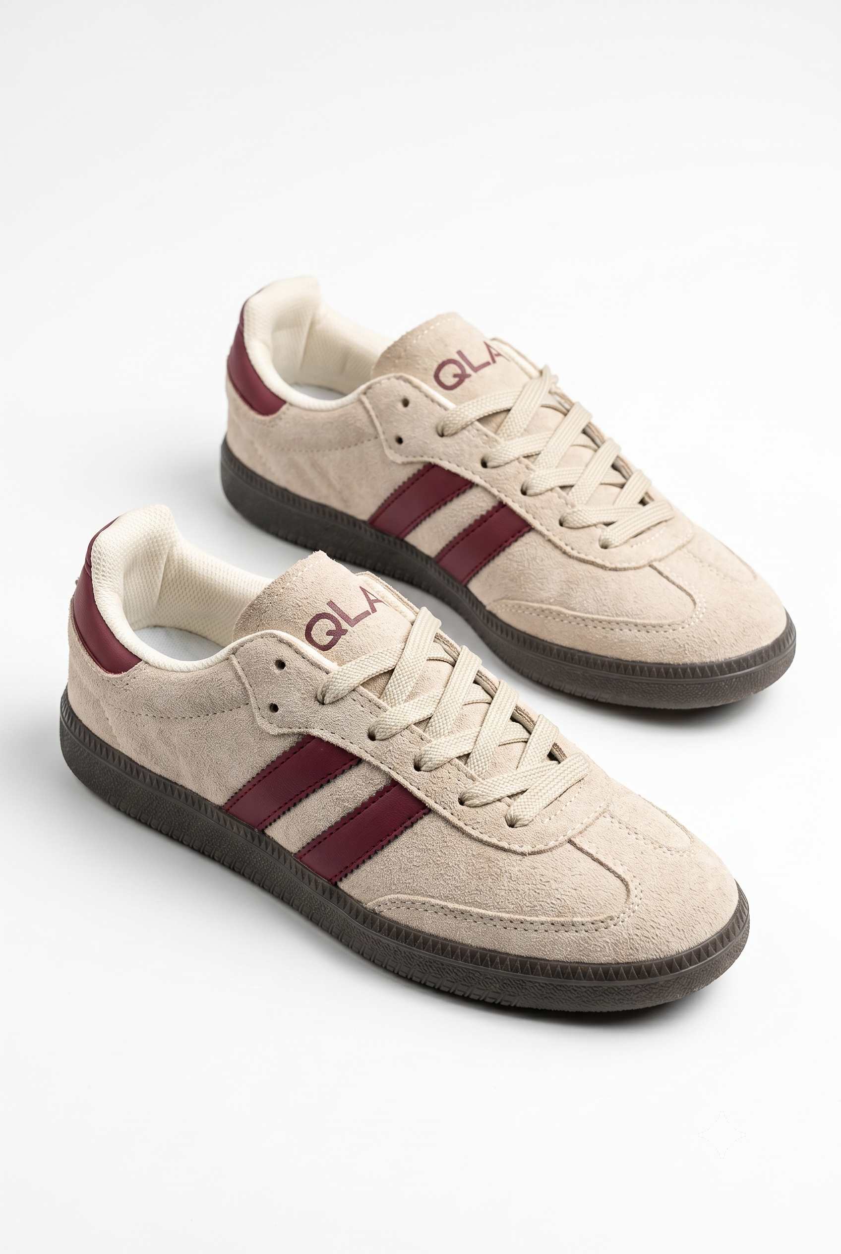 Kadın Bej-Bordo Süet Kadın Retro Spor Ayakkabı TE02