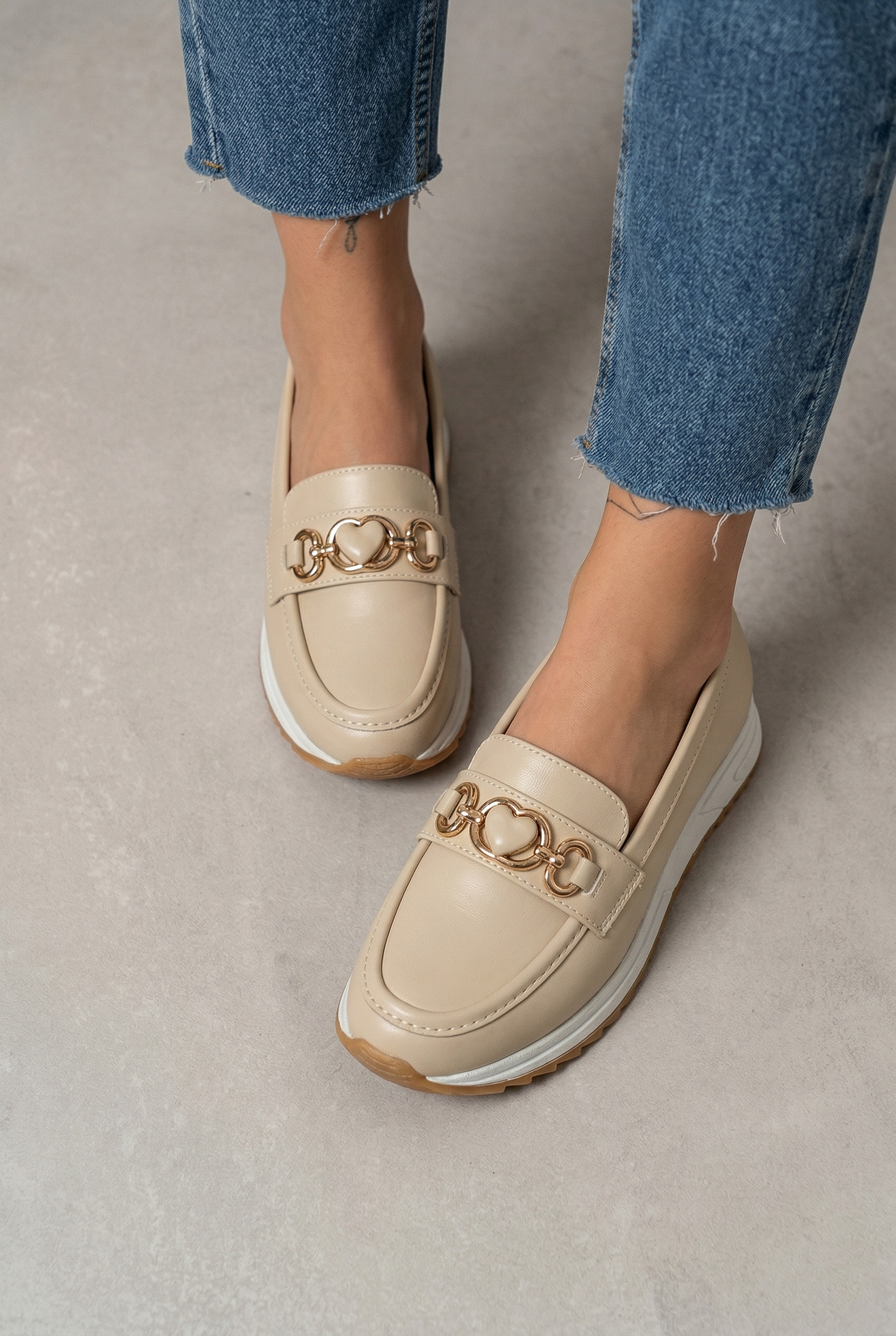 Kadın Bej Ortopedik Loafer Günlük Loafer Ayakkabı