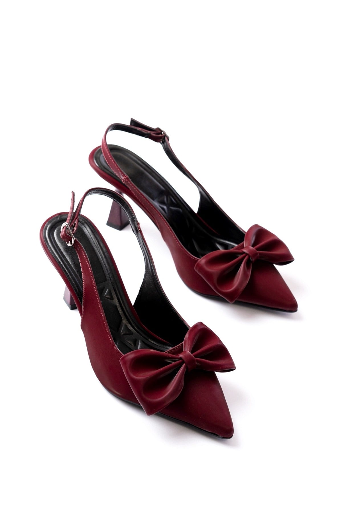 Kadın Fiyonklu🎀 Abiye Velvet Satan Topuklu 7cm Şık Ayakkabı