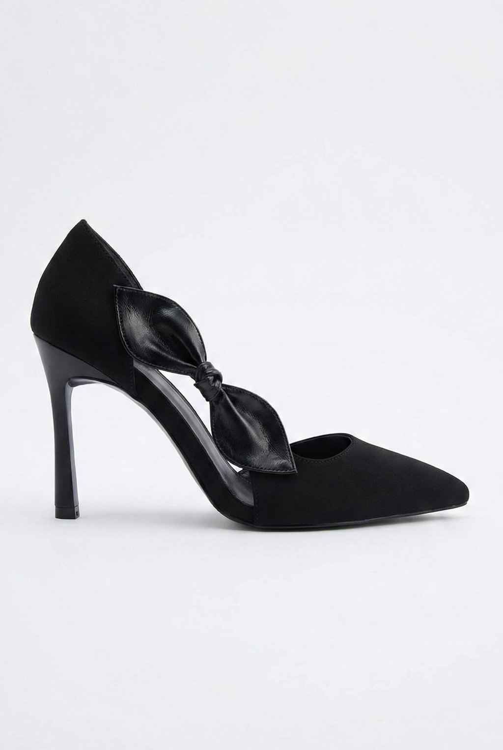  Kadın Saten Fiyonklu Sivri Burun 9 cm İnce Topuklu Stiletto Abiye Ayakkabı