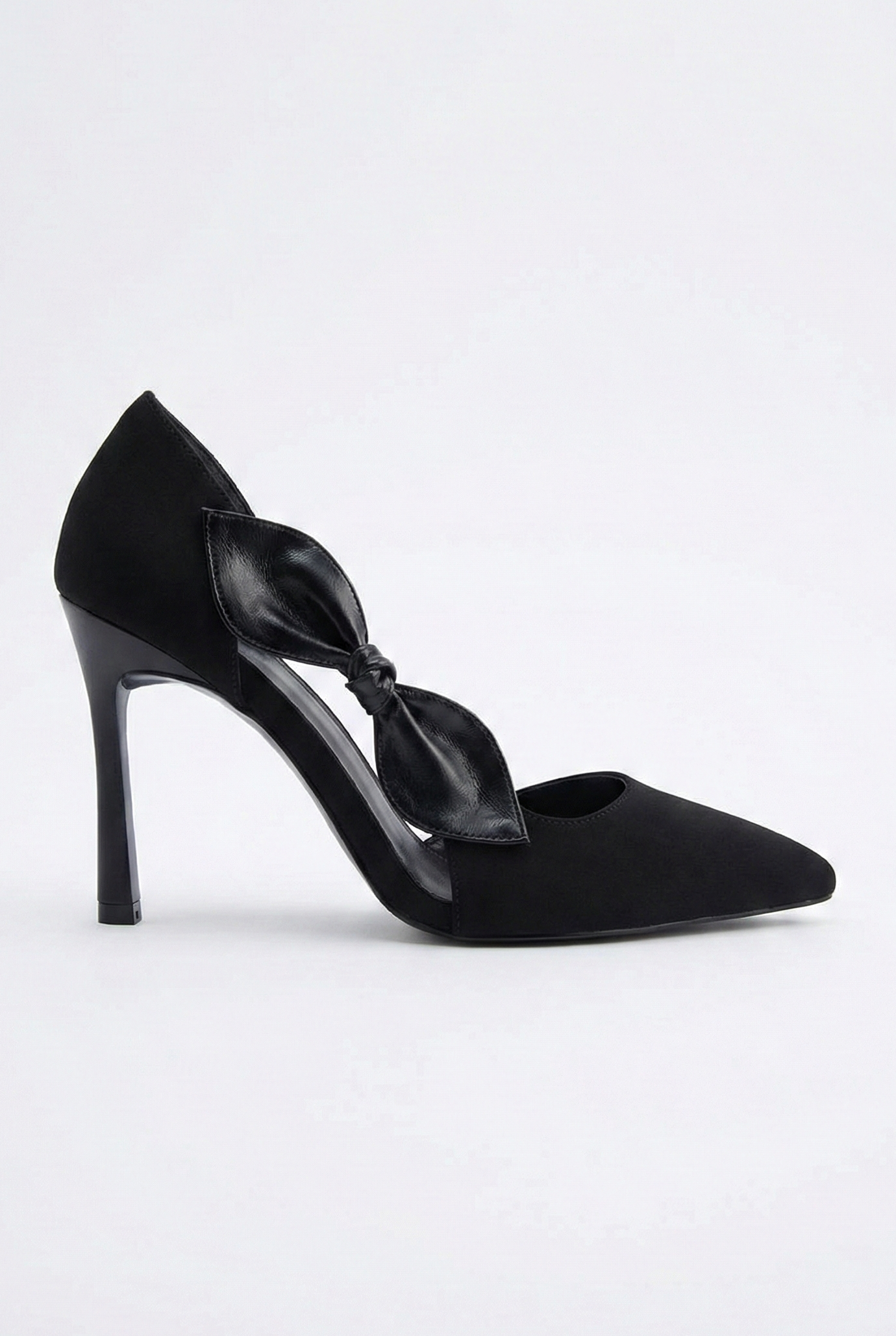  Kadın Saten Fiyonklu Sivri Burun 9 cm İnce Topuklu Stiletto Abiye Ayakkabı