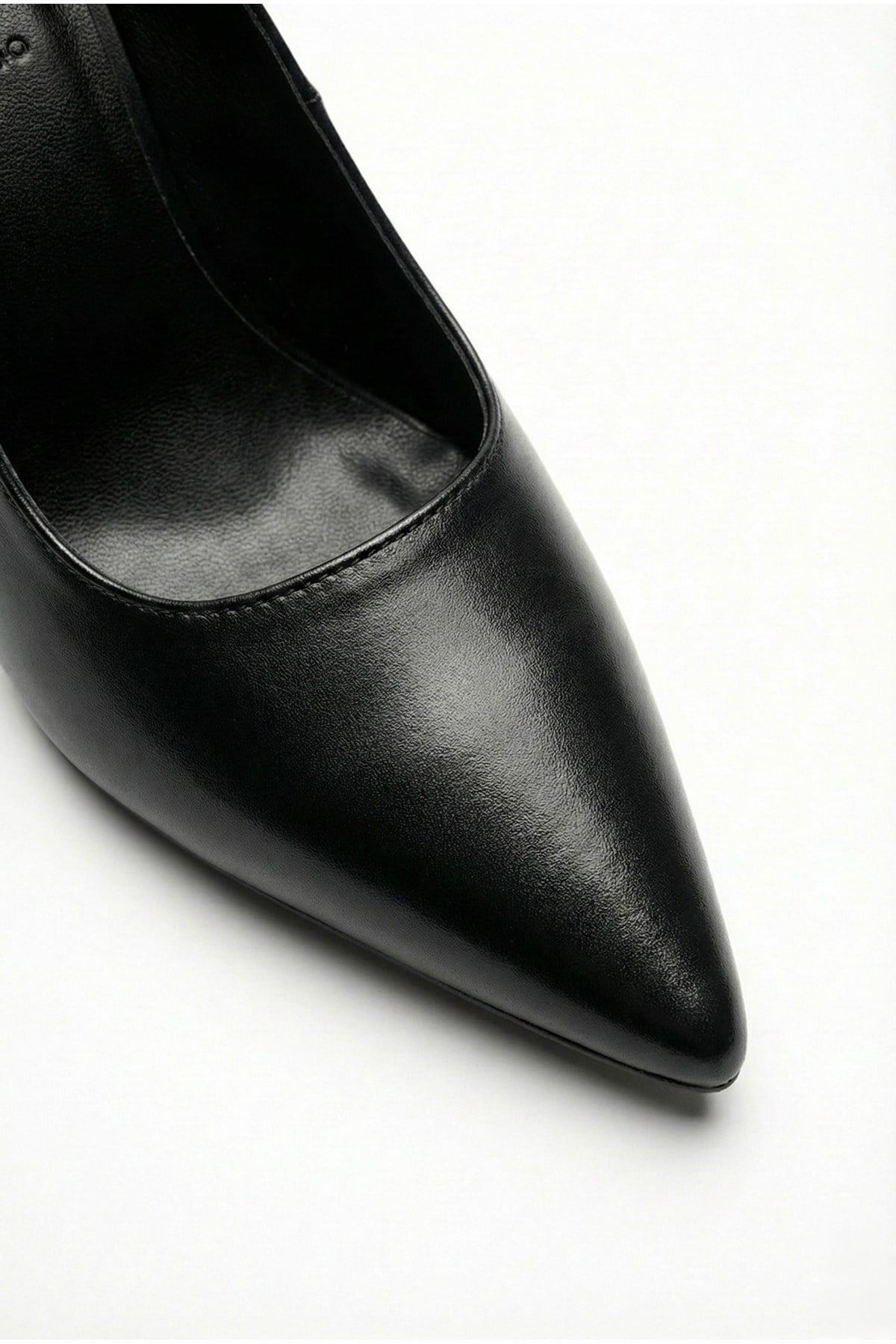 Kadın Siyah Cilt Sivri Burun Kadeh Topuk Stiletto Ofis Abiye Topuklu Ayakkabı