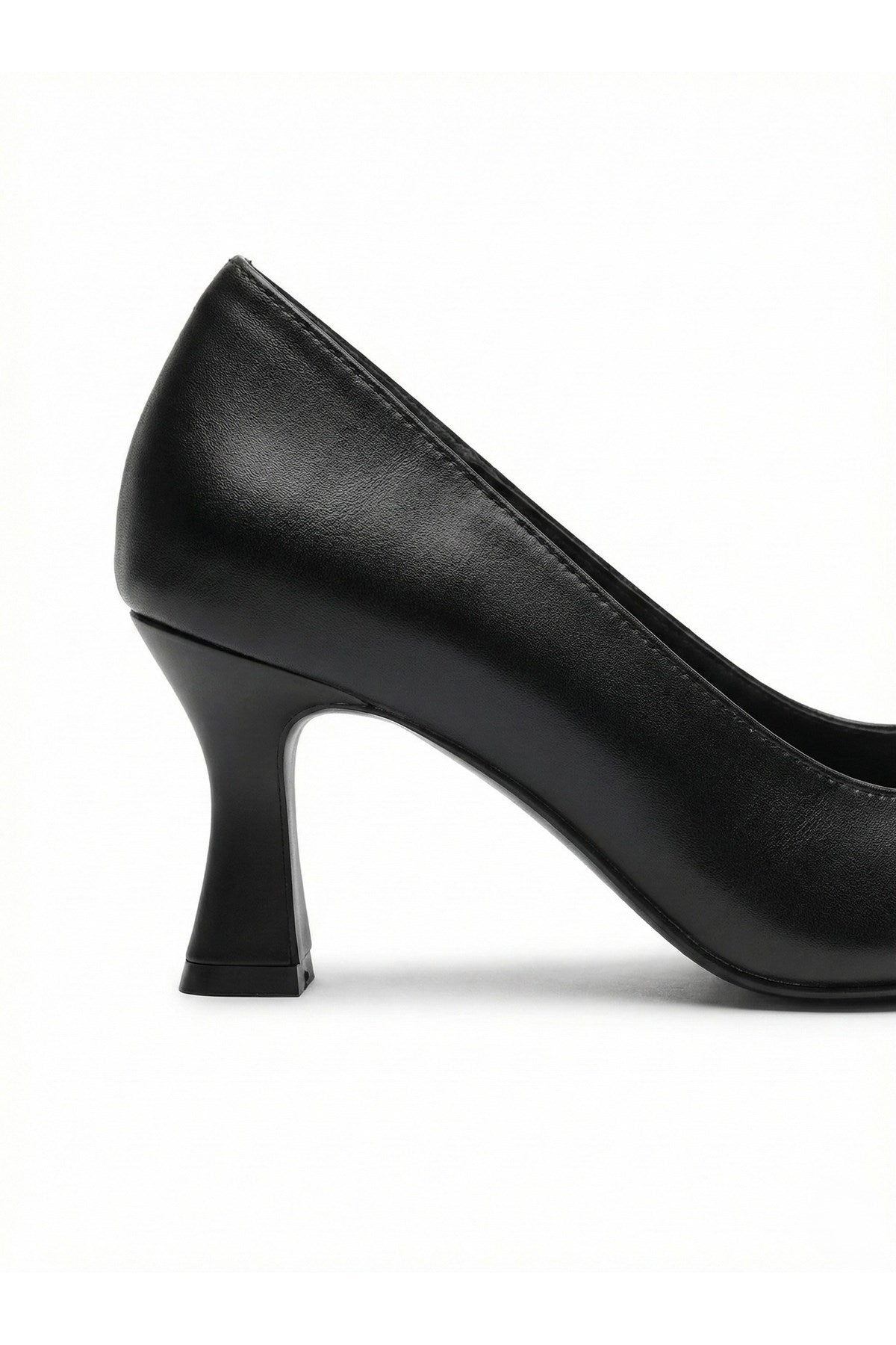 Kadın Siyah Cilt Sivri Burun Kadeh Topuk Stiletto Ofis Abiye Topuklu Ayakkabı