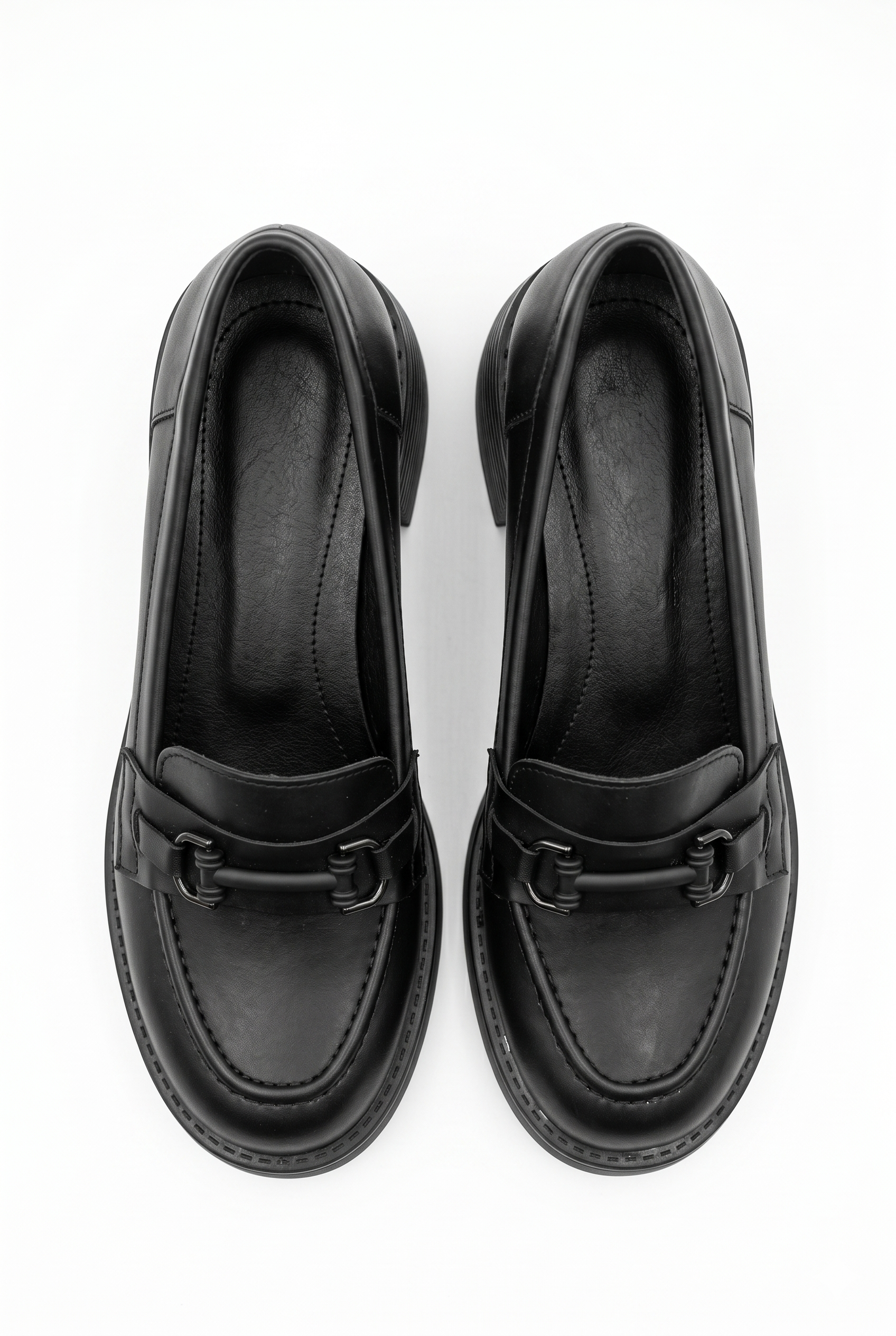 Kadın Siyah Kalın Tabanlı Tokalı Platform Topuklu Günlük Loafer Casual Ayakkabı