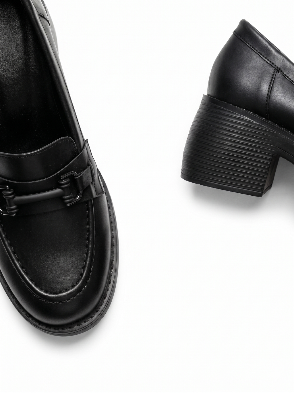 Kadın Siyah Kalın Tabanlı Tokalı Platform Topuklu Günlük Loafer Casual Ayakkabı