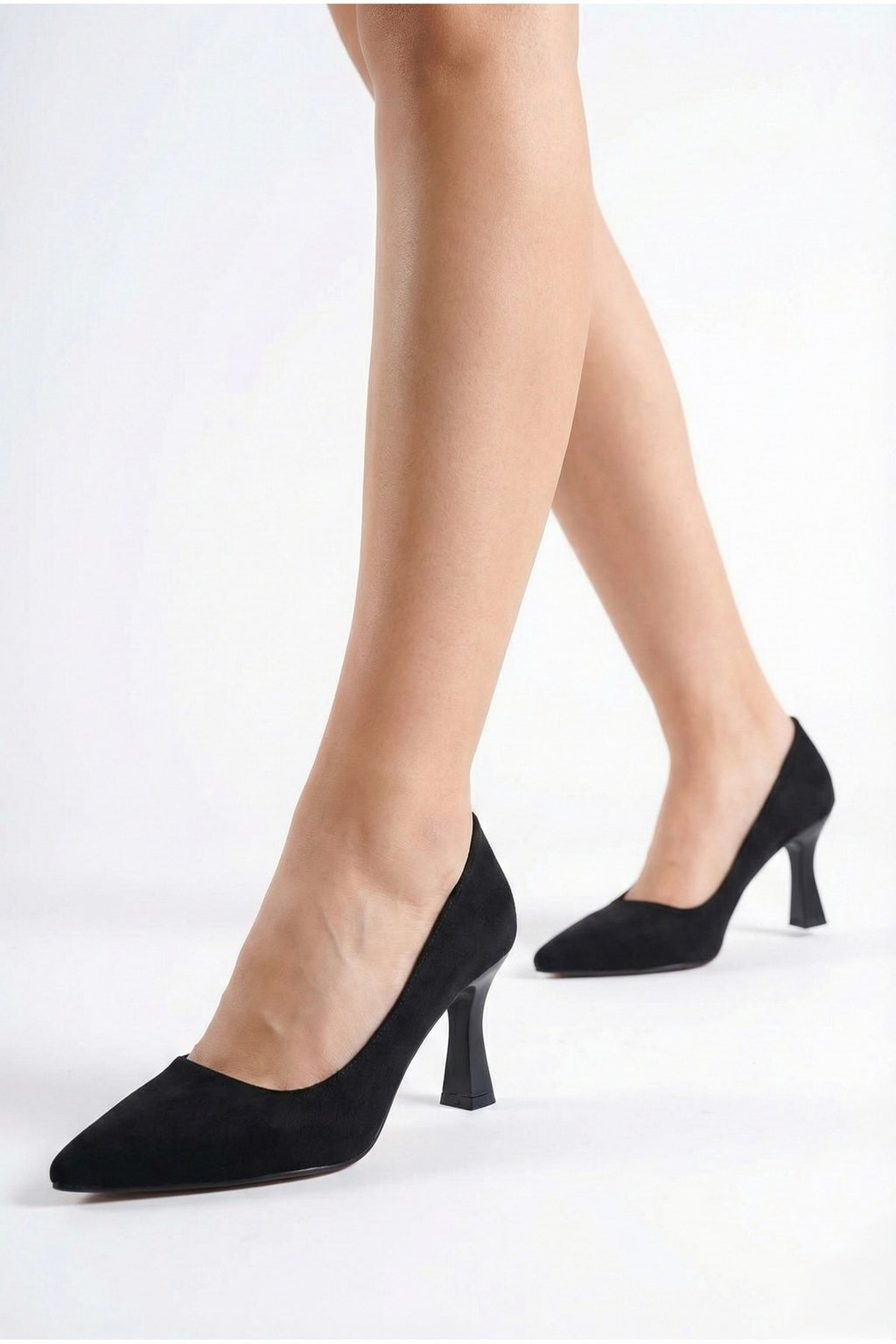 Kadın Siyah Süet Kadeh Topuklu Sivri Burun Klasik Ofis Ve Abiye Kadın Stiletto