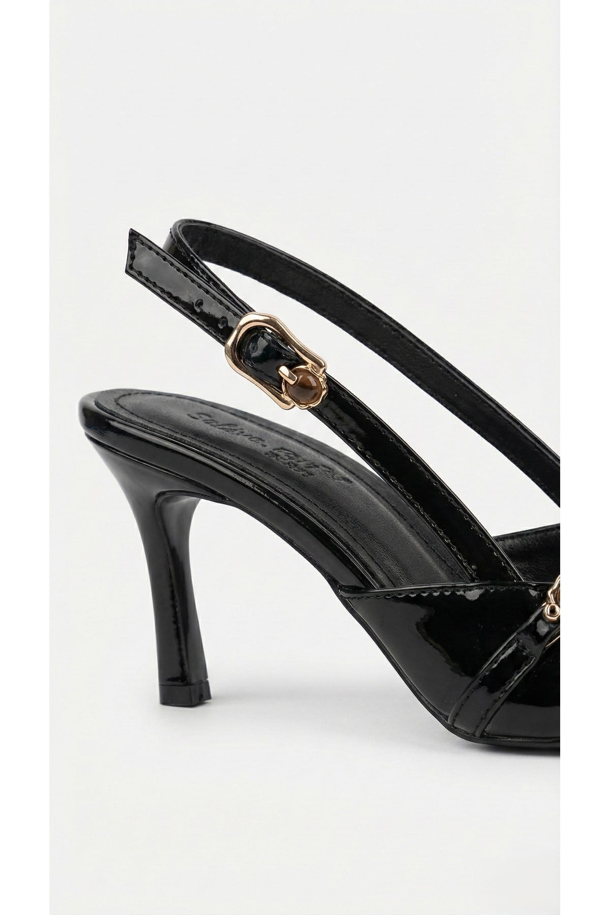 Kadın Taşlı Bantlı Arkası Açık Kadeh Topuklu Sivri Burun Abiye Stiletto Ayakkabı