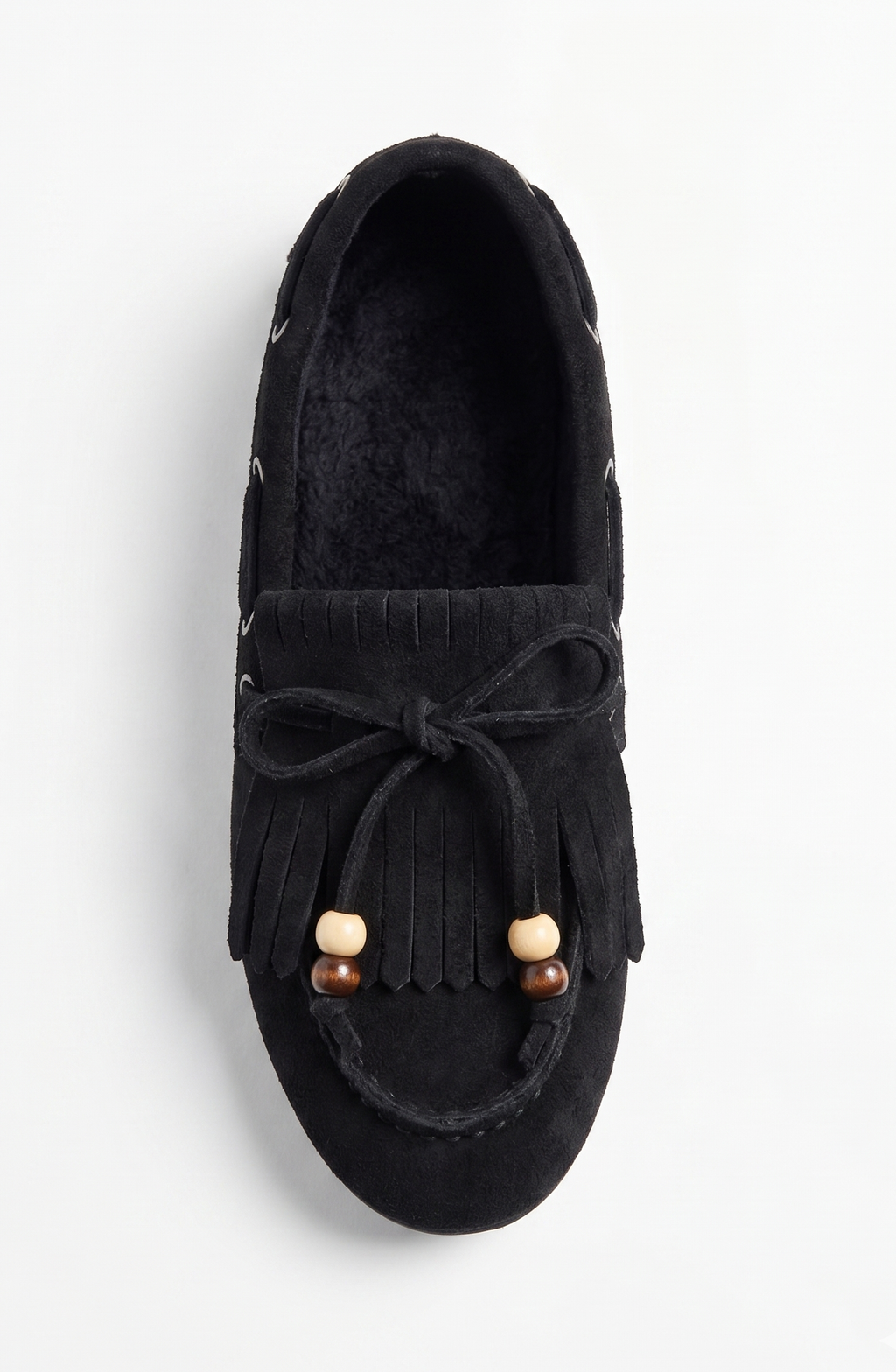 Püsküllü Boncuk Detaylı Süet Makosen Loafer Ayakkabı