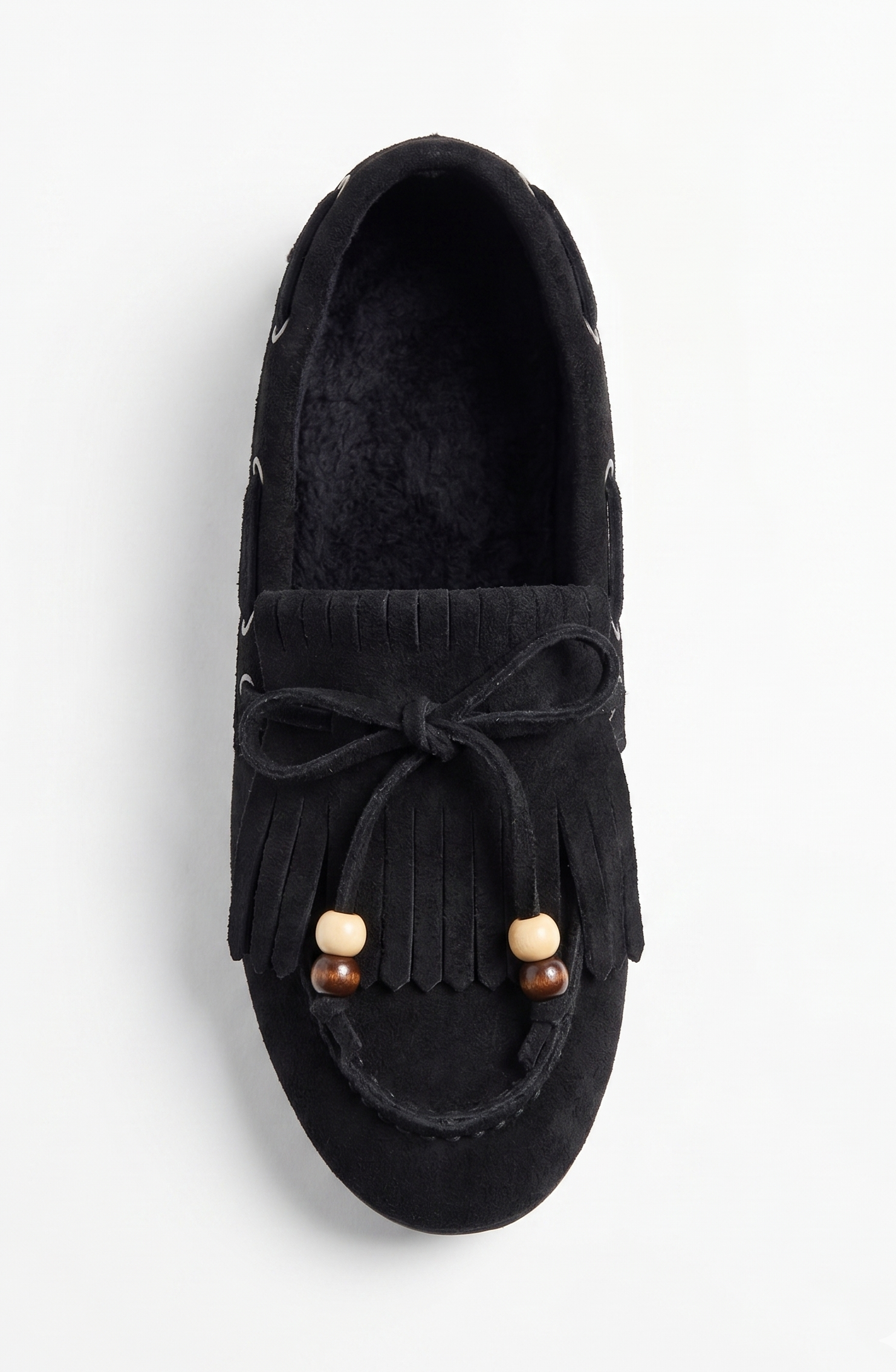 Püsküllü Boncuk Detaylı Süet Makosen Loafer Ayakkabı